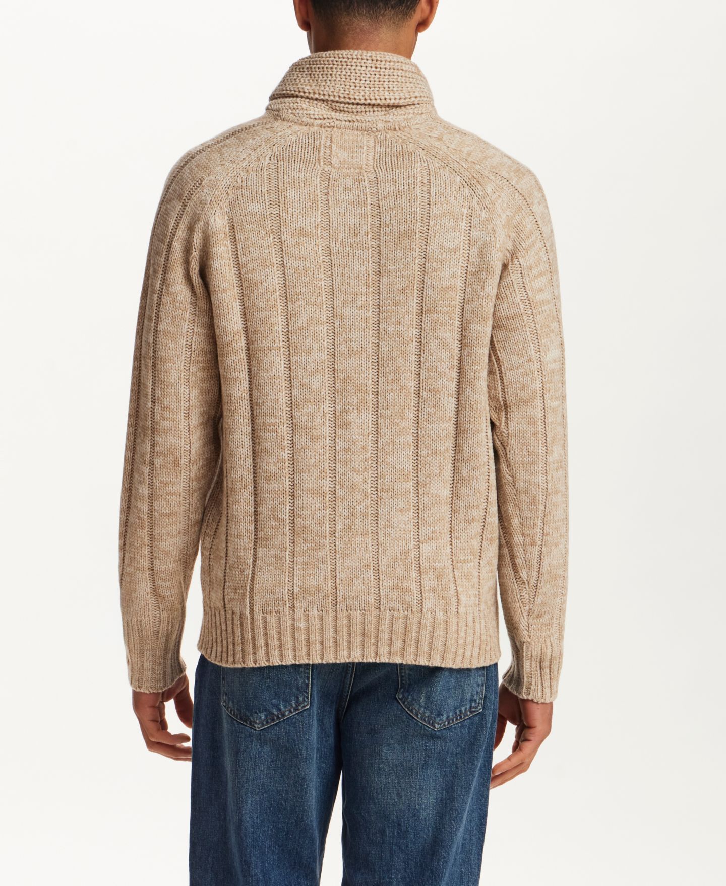 Мужской свитер Weatherproof Vintage Fisherman Cable-Knit Shawl Collar Pullover, цвет: Бежевый — фото 4