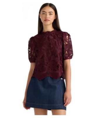 Women's Mock Neck Lace Top