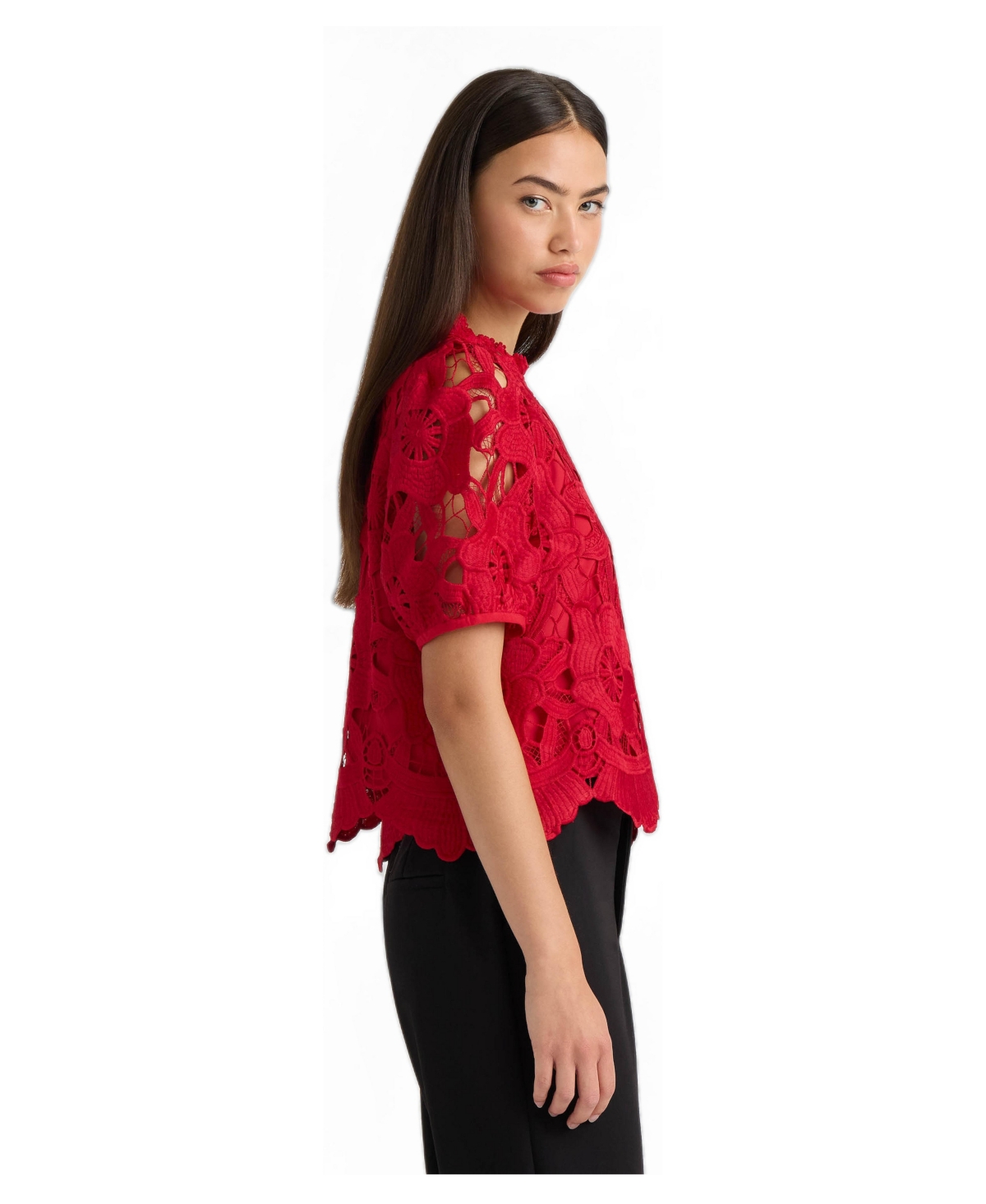 Nvlt Women's Mock Neck Lace Top