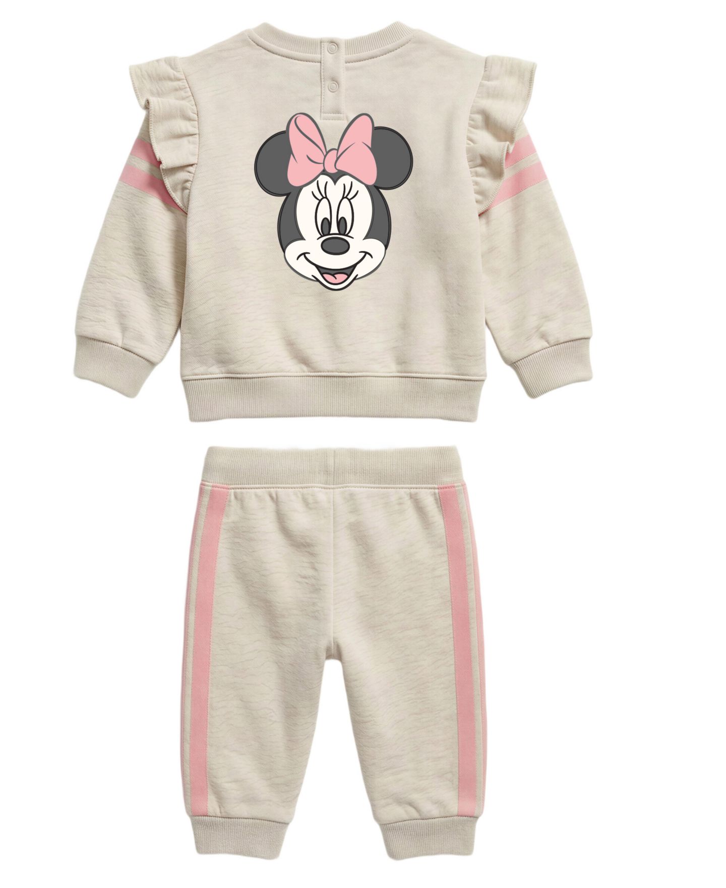 Комплект Disney Minnie Mouse Jogger Ruffle-Shoulder Long-Sleeve Sweatshirt and Jogger Pants, 2-Piece Set для девочек-малышей, цвет: Бежевый — фото 2