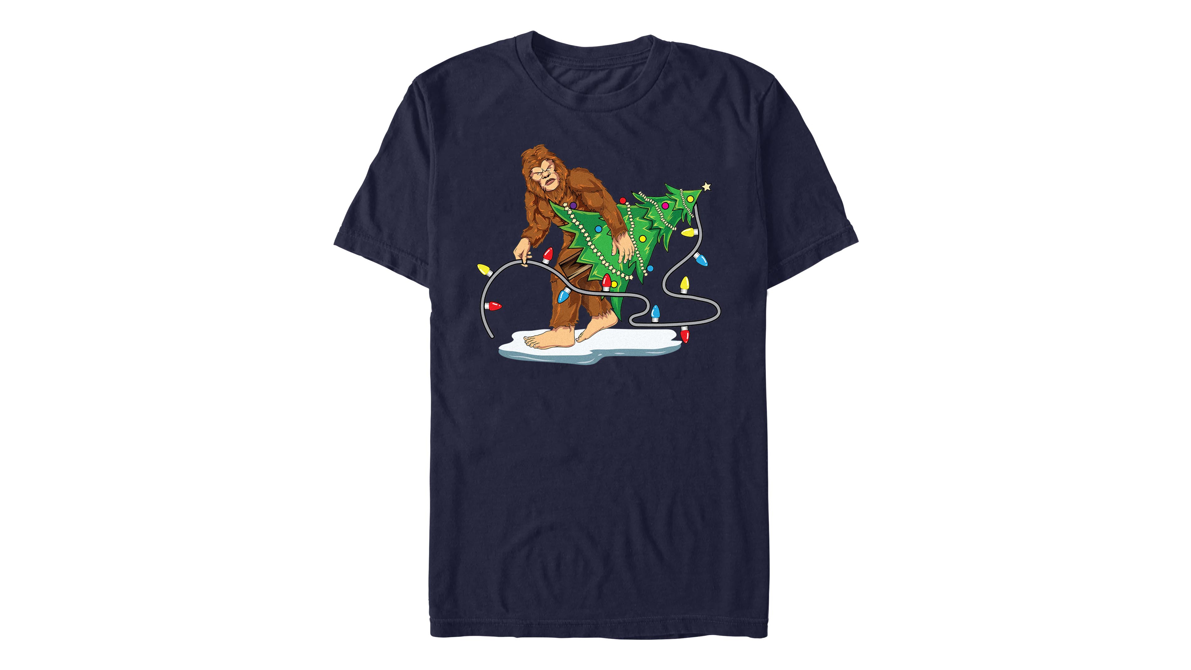 Fifth Sun Men's Bigfoot Christmas Cotton T-Shirt