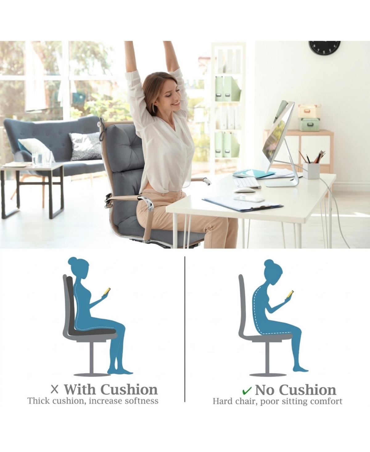 Sugift Set of 2 High Back Outdoor Chair Cushions with 3-Position Adjustable Backrest