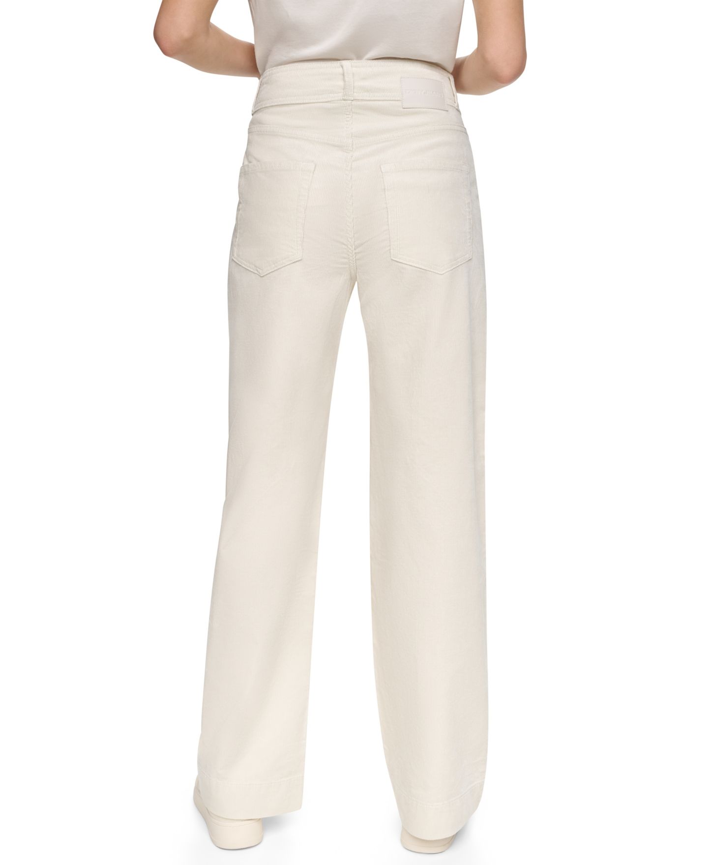 Женские брюки DKNY Jeans High-Rise Double-Button Wide-Leg Cotton-Blend, цвет: Сливочный — фото 4