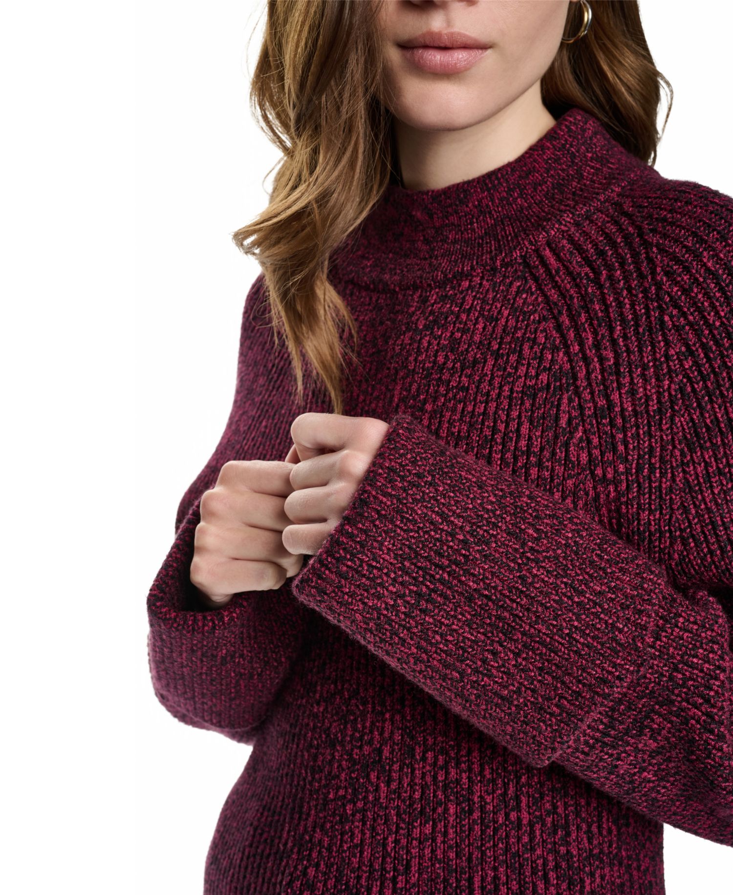 Women's Long-Sleeve Mock-Neck Raglan Sweater