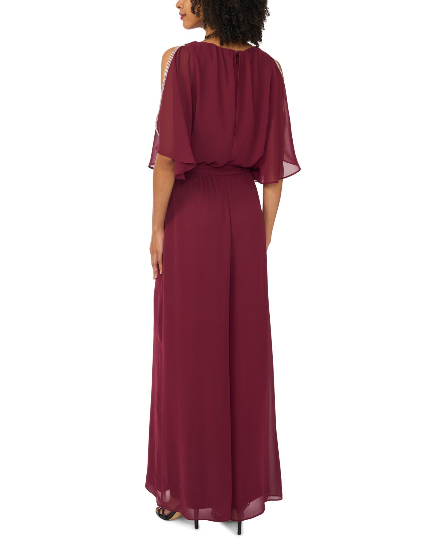 Women's Belted Blouson Boat Neck Jumpsuit