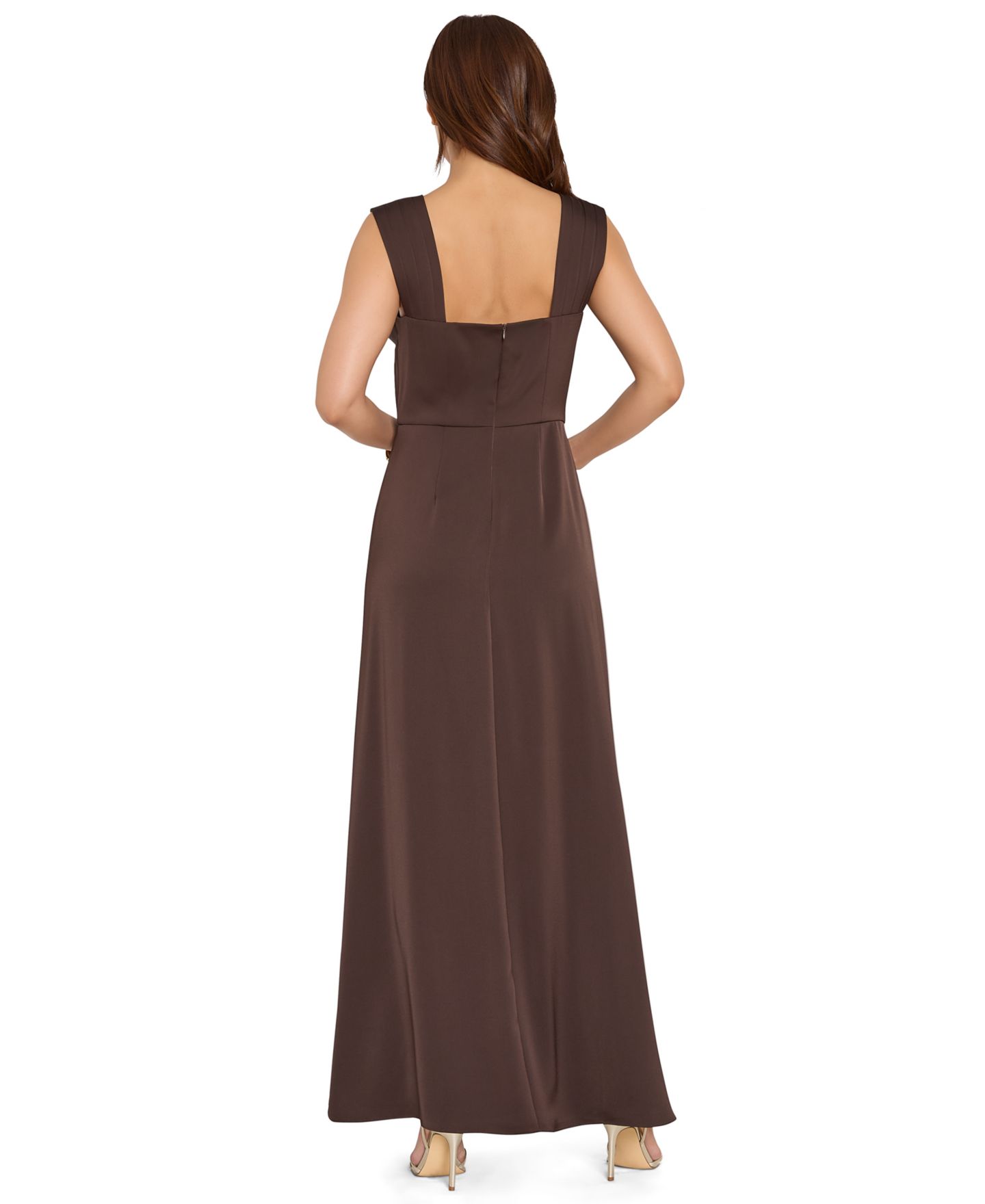 Женское платье Tahari ASL Sleeveless Cowl Neck Satin Gown, цвет: Шоколадный — фото 5