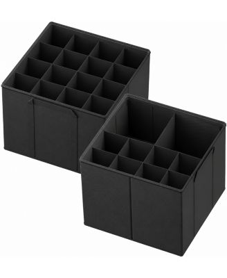 Shoe Organizer for Closet, 2 Pack Foldable Shoe Storage Bins with Adjustable Dividers, Holds 16-32 Pairs