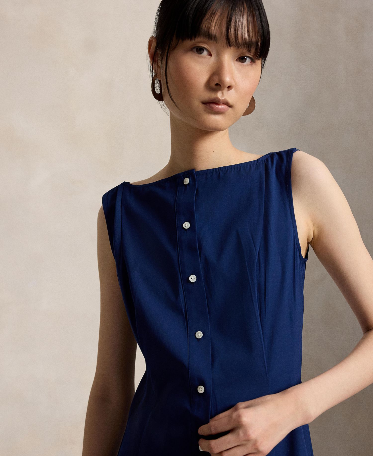 Women's Fit-and-Flare Boat Neck Midi Dress