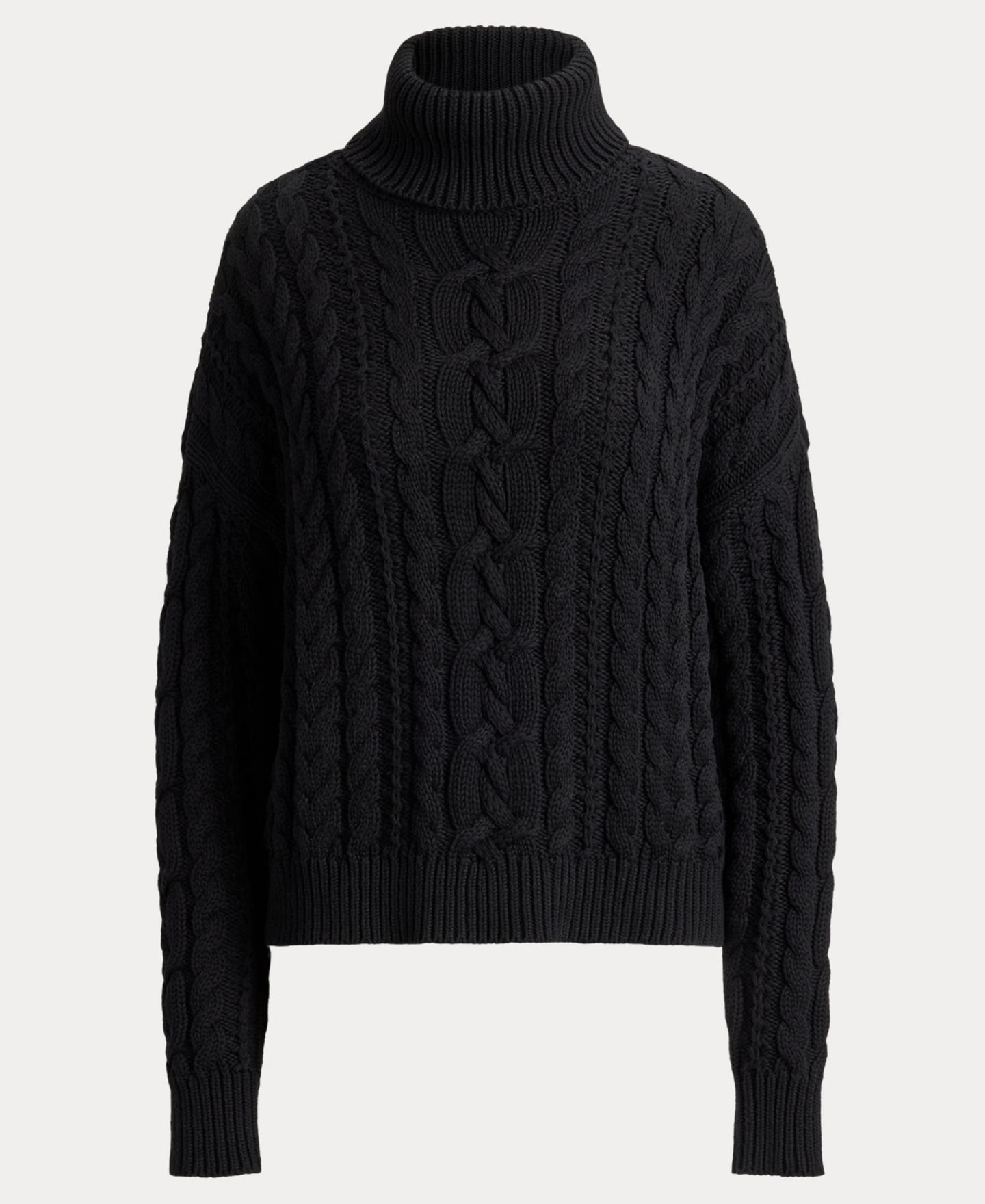 Женский свитер Lauren Ralph Lauren Cable-Knit Cotton Turtleneck, цвет: Чёрный — фото 4