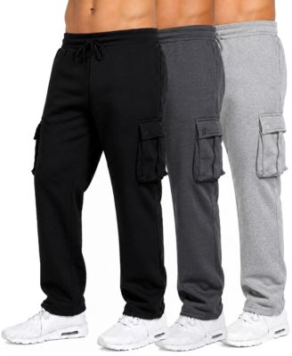 Men's Fleece-Lined Cargo Open-Bottom Sweatpants