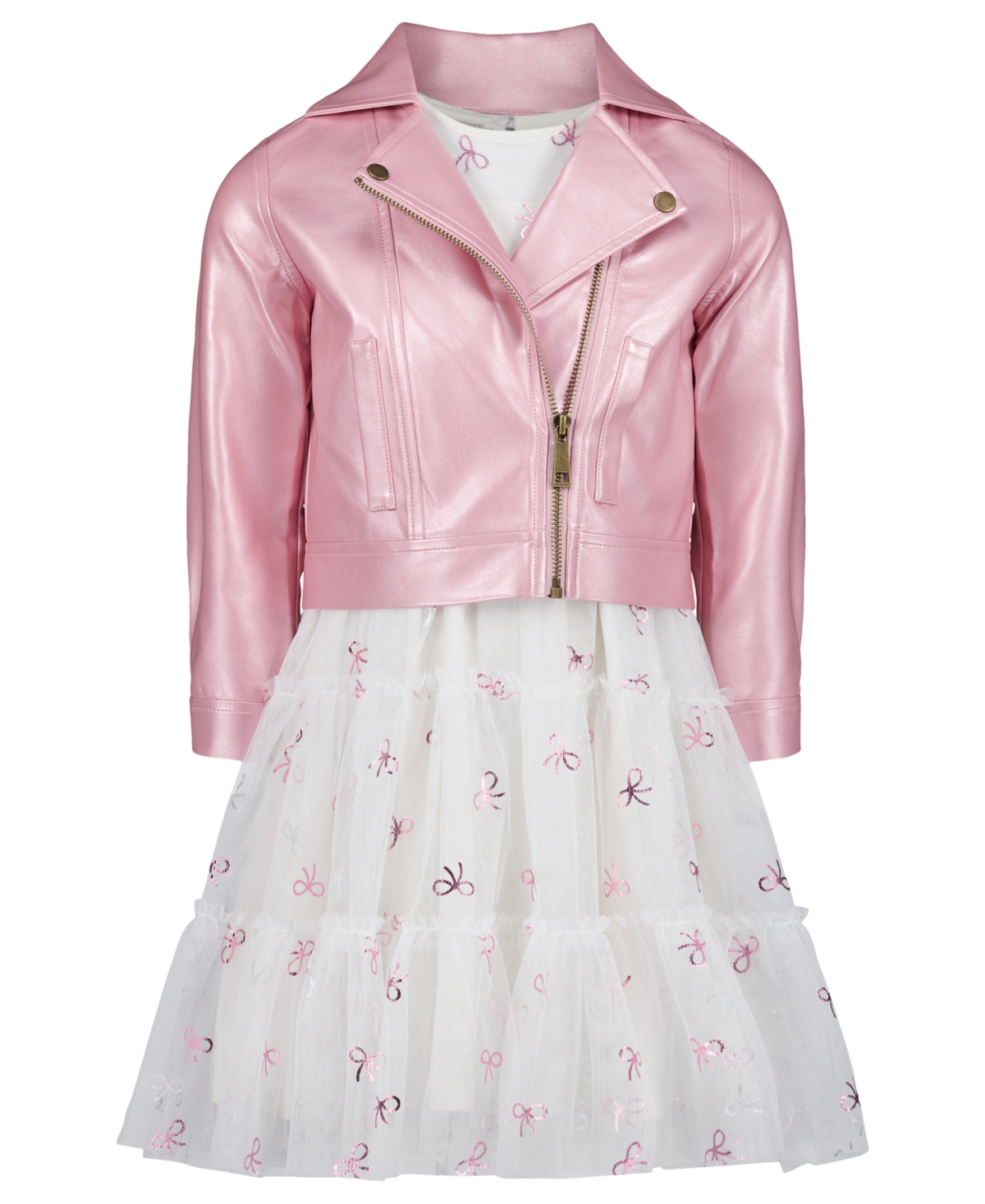 Blueberi Boulevard Girls' 2T-6X Moto Jacket and Dress, 2-Piece Set