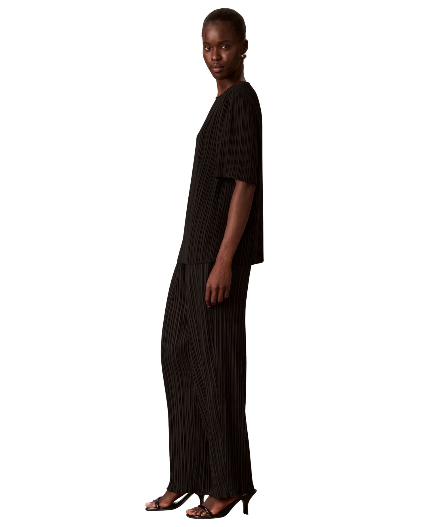 Women's Pull-On Straight-Leg Plisse Pleat Pants