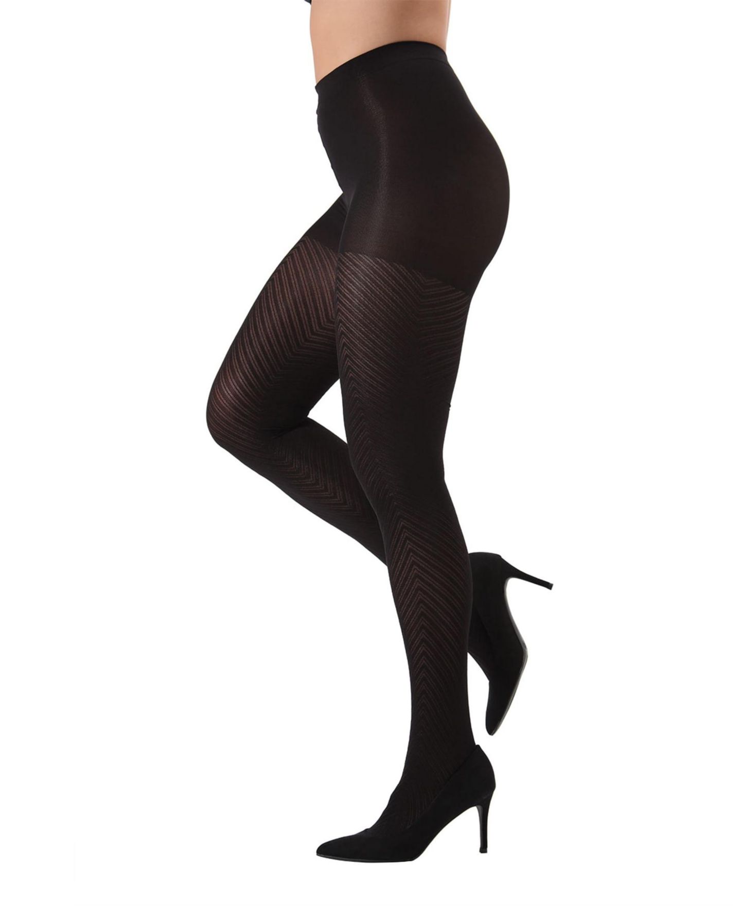 Женские колготки MeMoi Chevron Control-Top Tights, цвет: Чёрный — фото 7