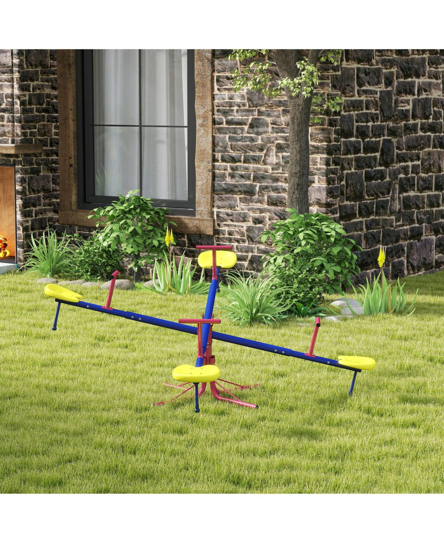 Детская игрушка Glintex 360-Degree Spinning Seesaw for 4 Kids, Powder-Coated Steel, цвет: Разноцветный — фото 9