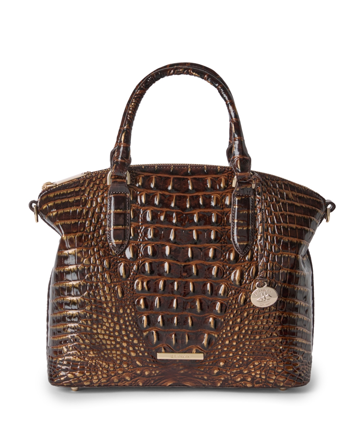 Brahmin Duxbury Leather Satchel Bag In Chocolate