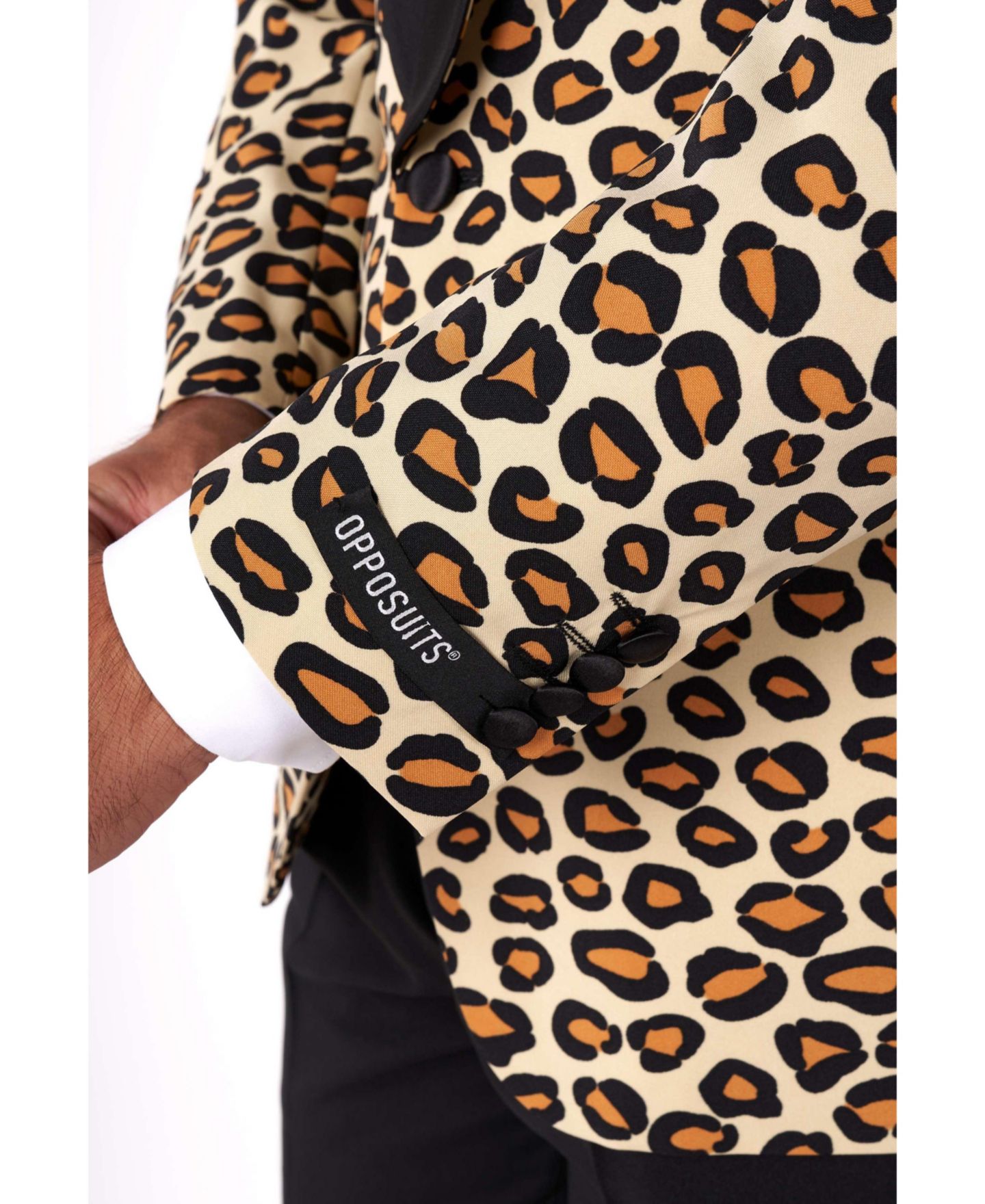 Мужские брюки OppoSuits Tuxedo - Chique Velvet Smoking Tux - Slim Fit - Including Blazer, Pants And Bow Tie, цвет: Бежевый / Коричневый с принтом — фото 6