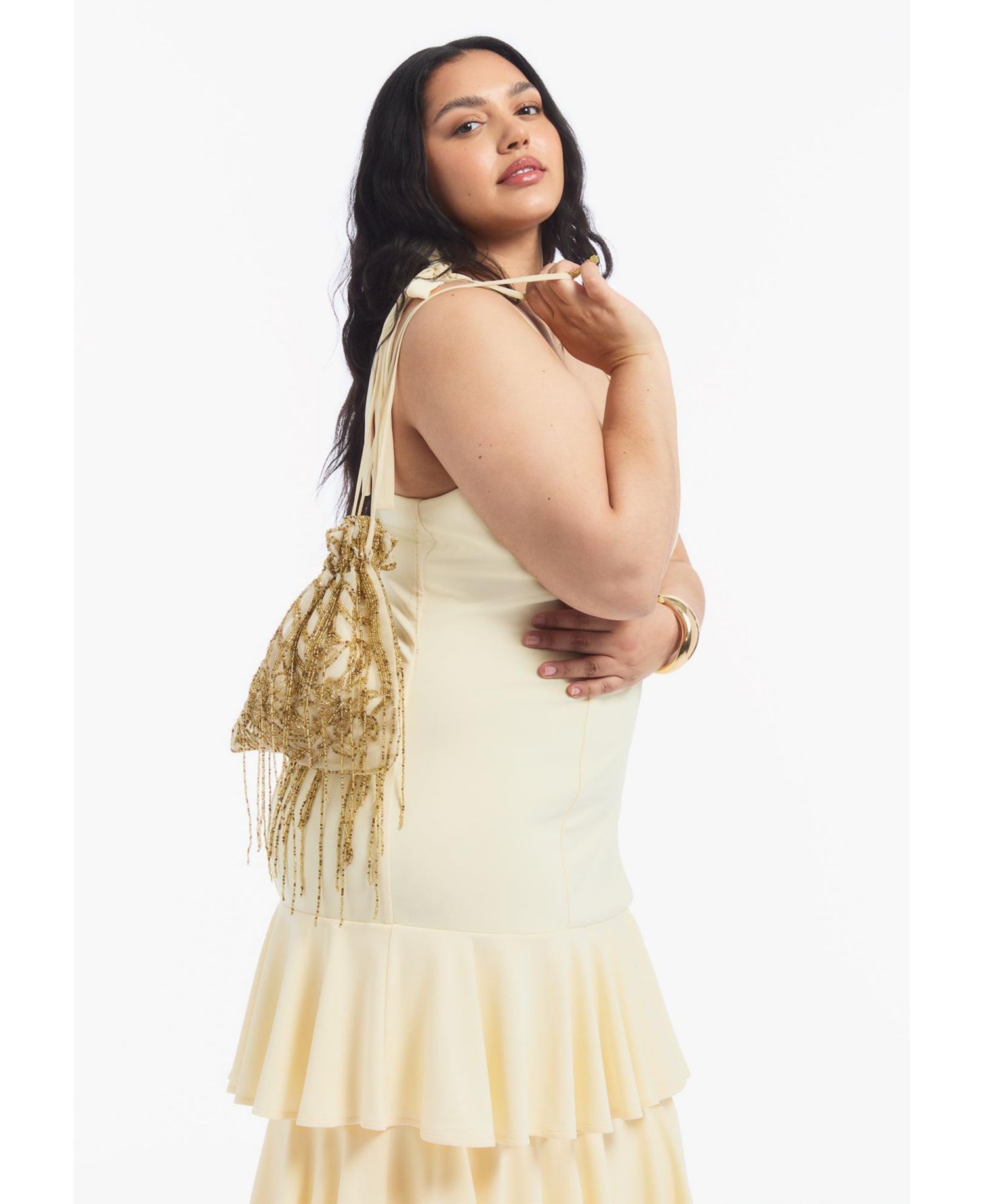 Women's Tie-Strap Ruffle Maxi Dress