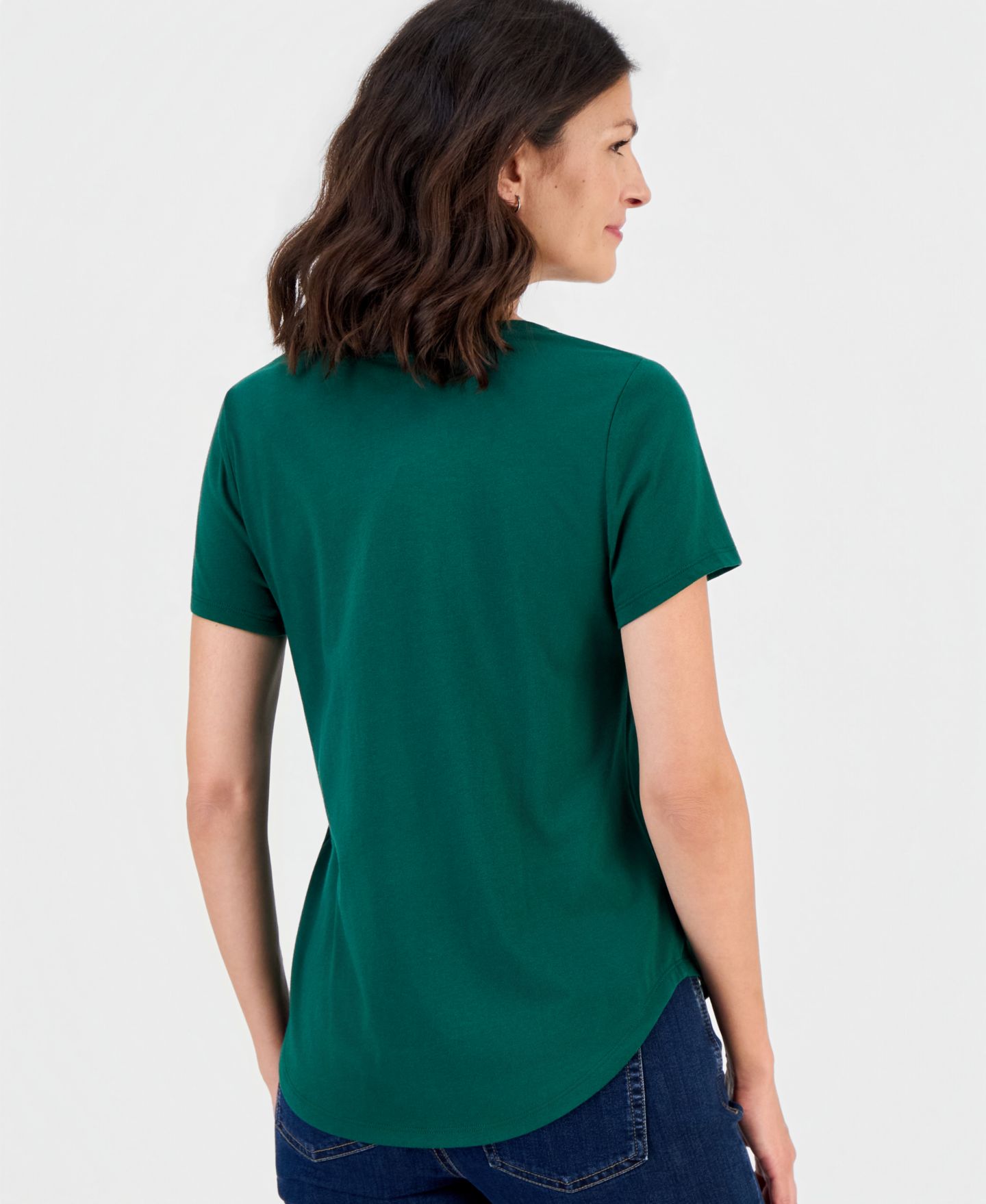 Женская футболка Style & Co Petite Crewneck Short-Sleeve Holiday, цвет: Зелёный — фото 3