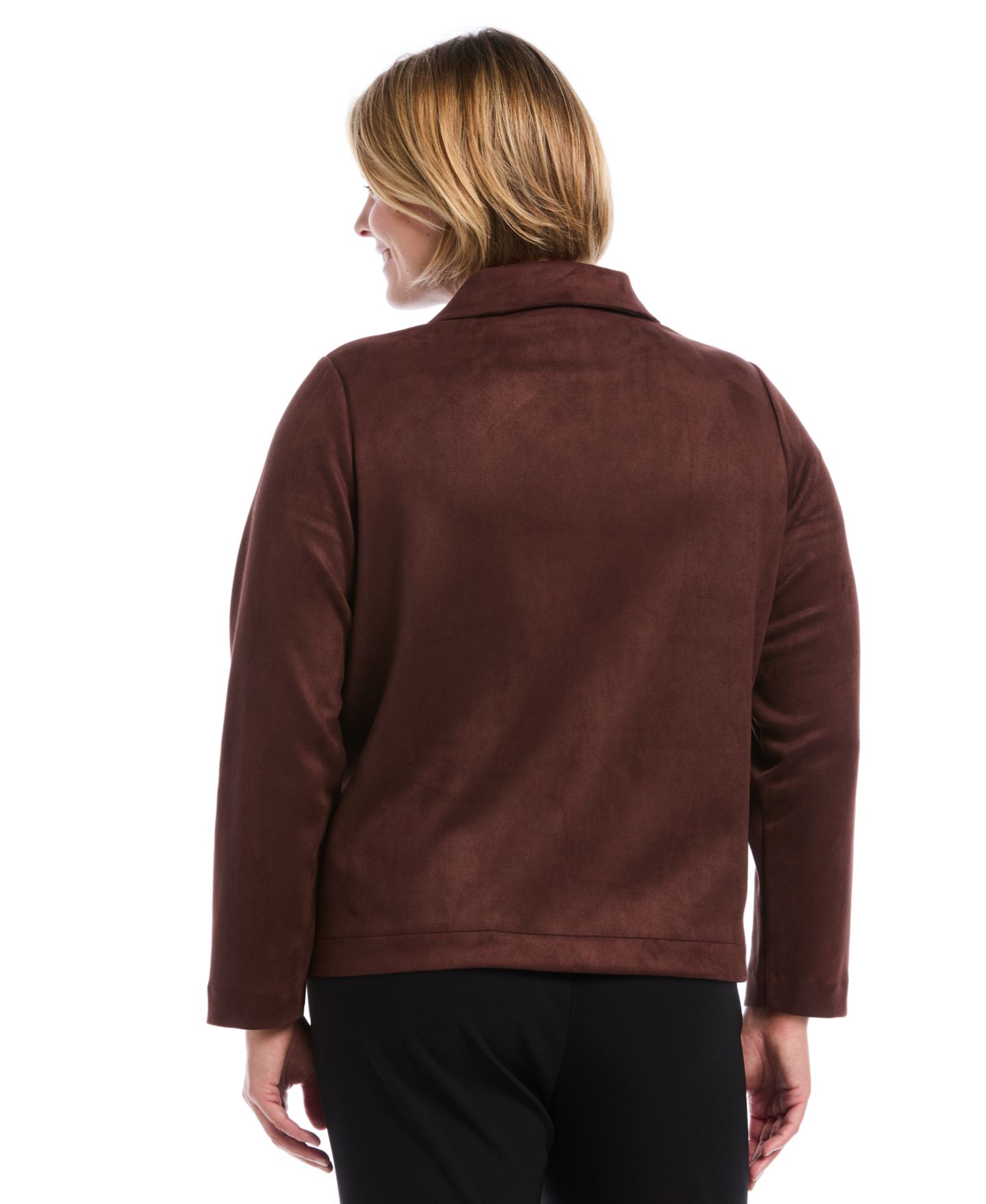 Женская куртка Rafaella Plus Size Scuba-Suede Patch-Pocket Work, цвет: Коричневый — фото 5