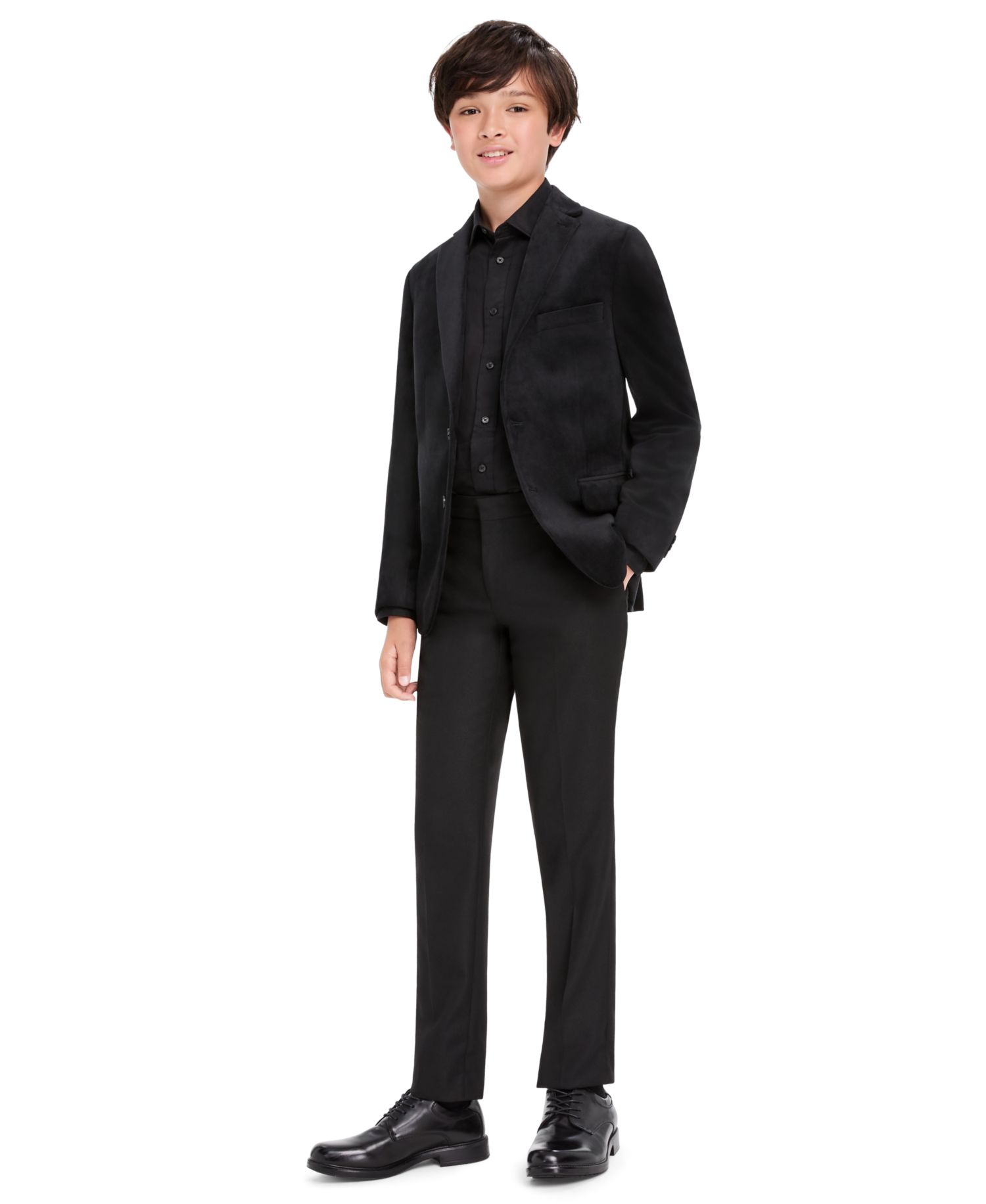 Boys' 4-20 Velvet Knit Single-Breasted Blazer