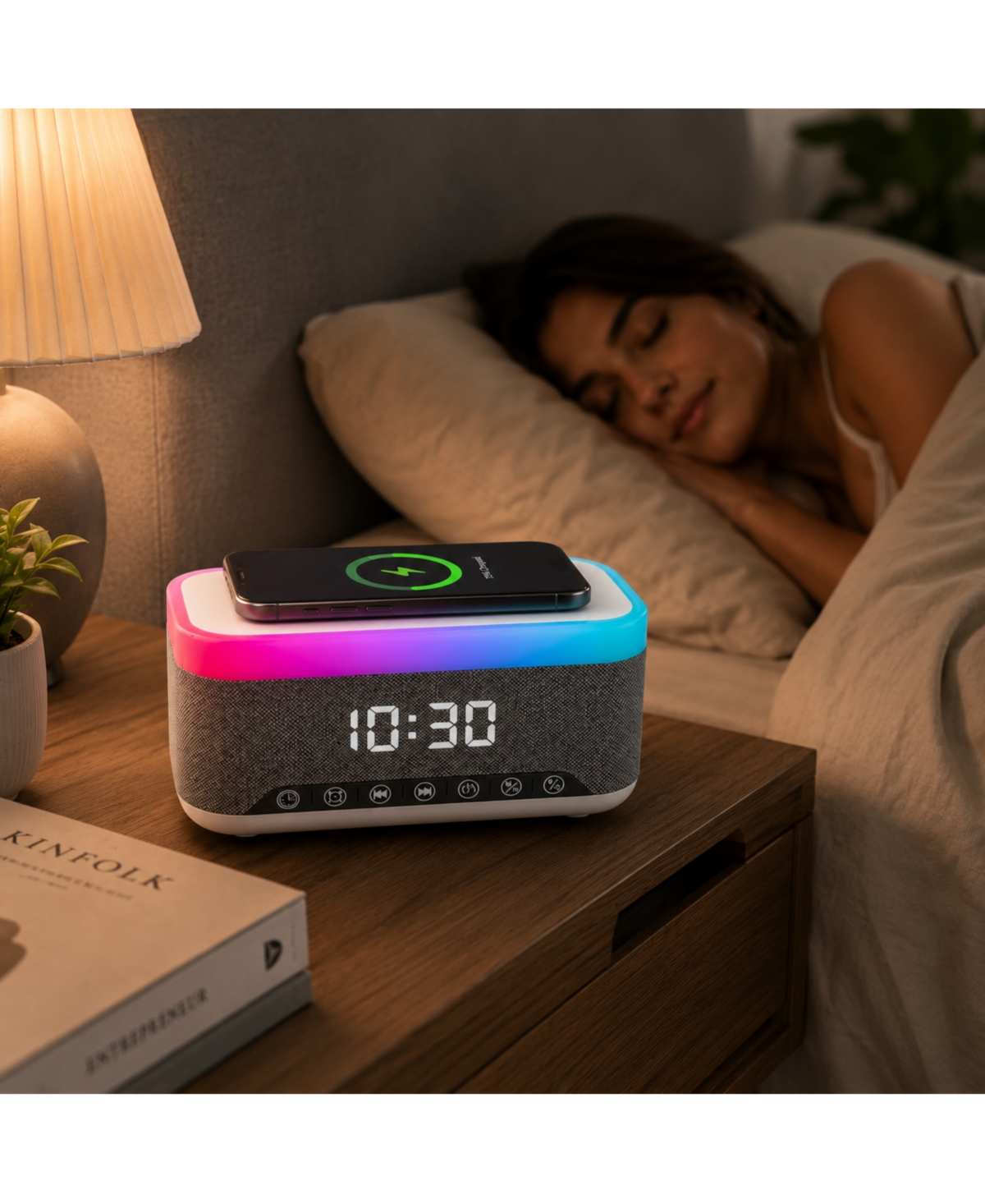 Pursonic Ultimate Relax & Recharge Set – Alarm Clock Wireless Charger Radio + Aromatherapy Diffuser & 6 Oils