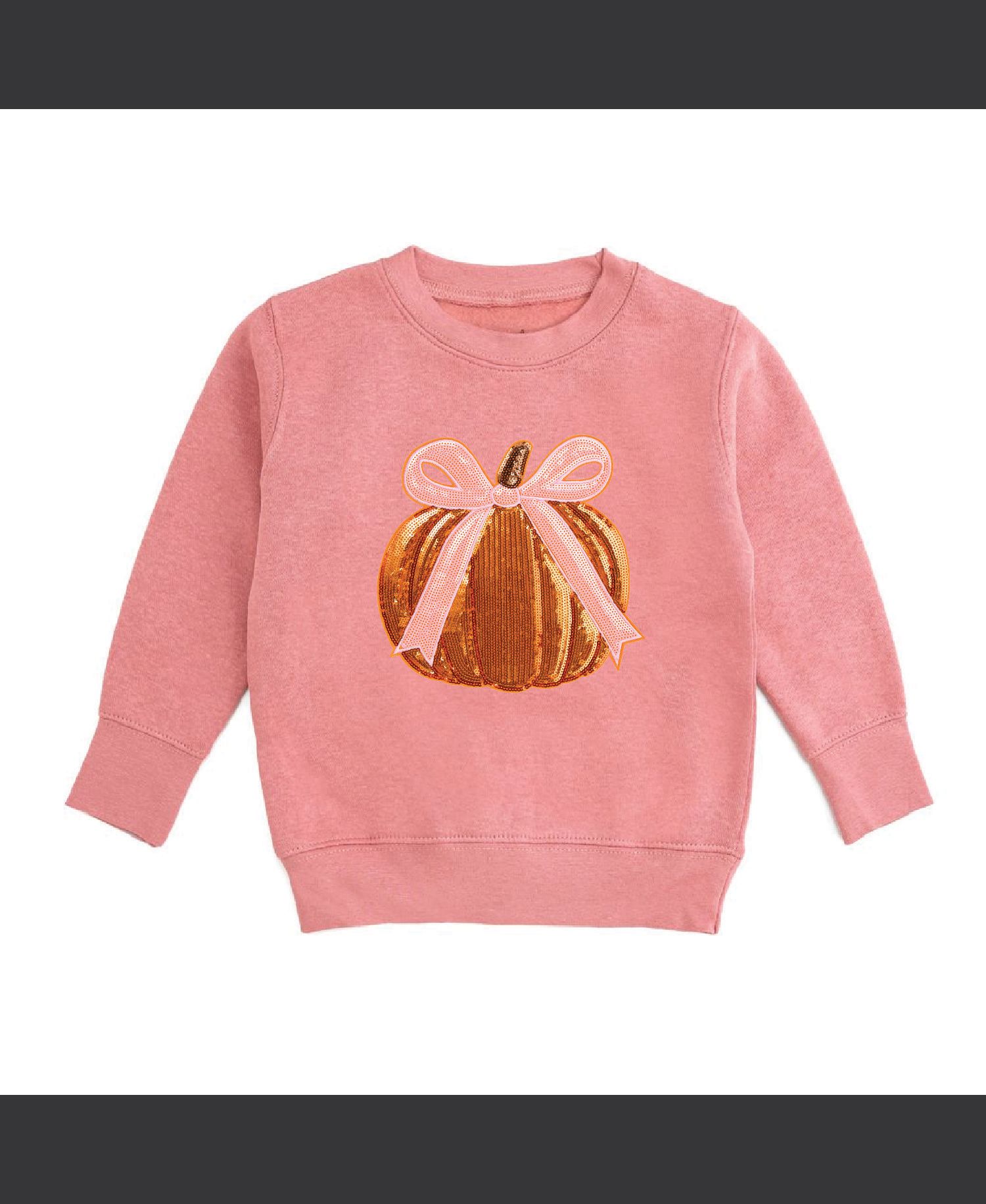 Big Girls Coquette Pumpkin Sequin Patch Sweatshirt