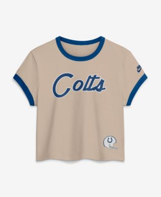 Women's Indianapolis Colts Retro Rewind Ringer Mod Cropped T-Shirt