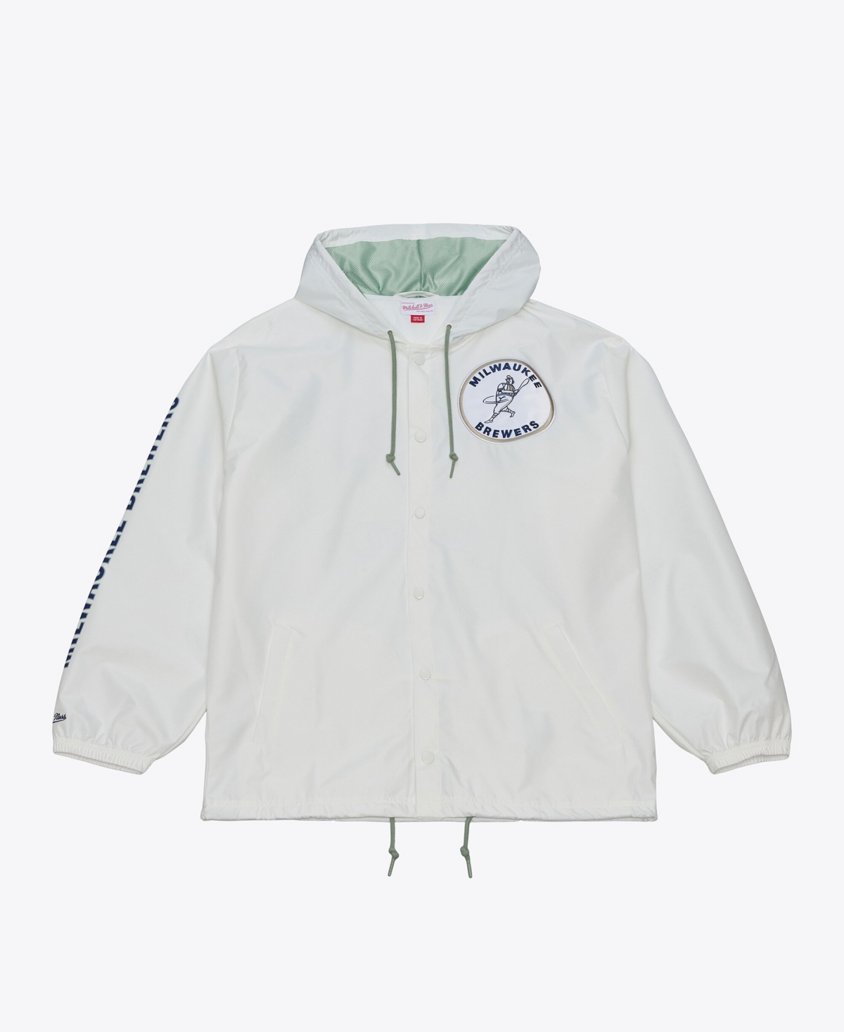 Mitchell & Ness Men's Milwaukee Brewers Yacht Rock Hooded Full-Snap Windbreaker Jacket - White