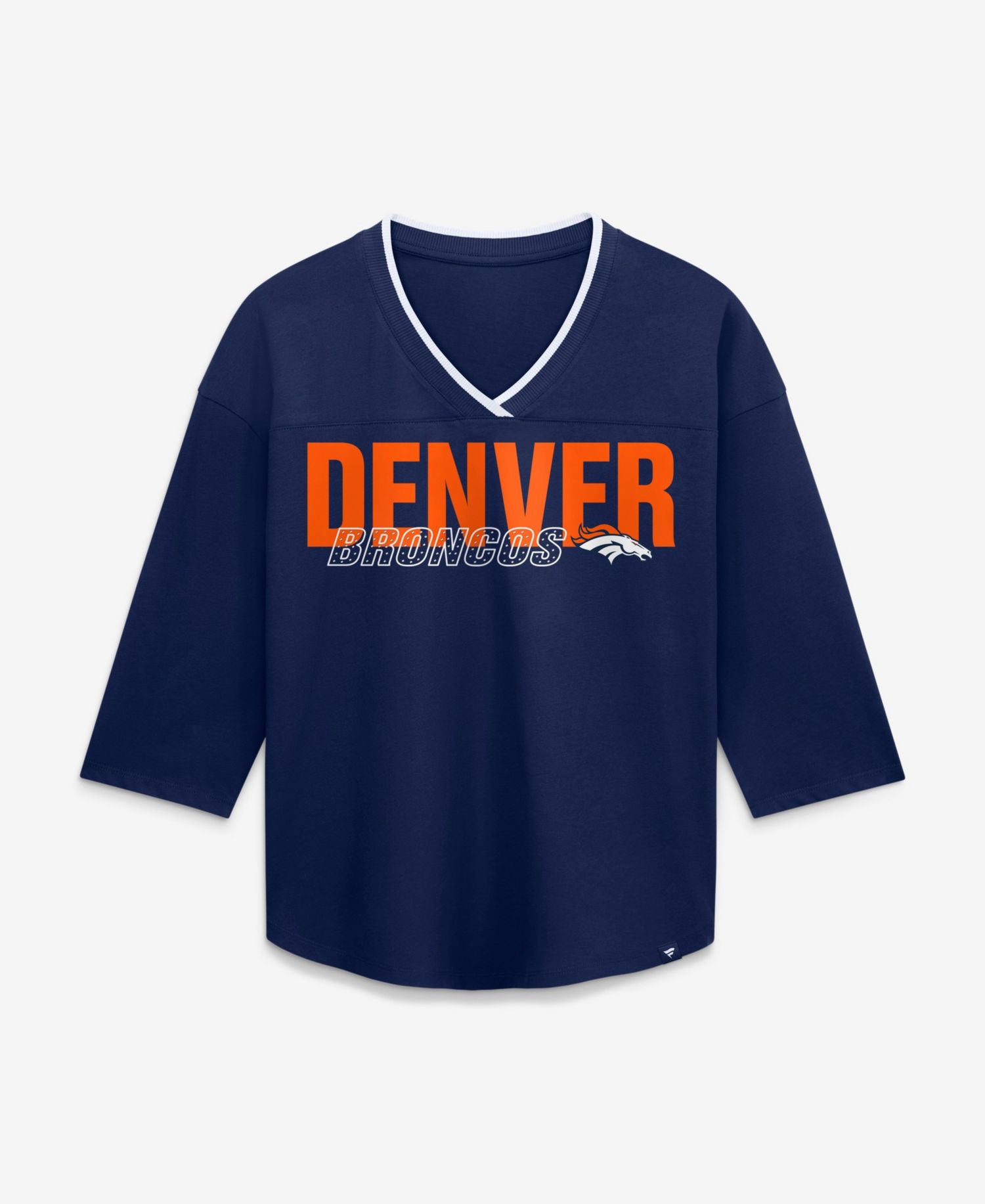 Women's Denver Broncos Team First Deceptive Juke 3/4-Sleeve V-Neck T-Shirt