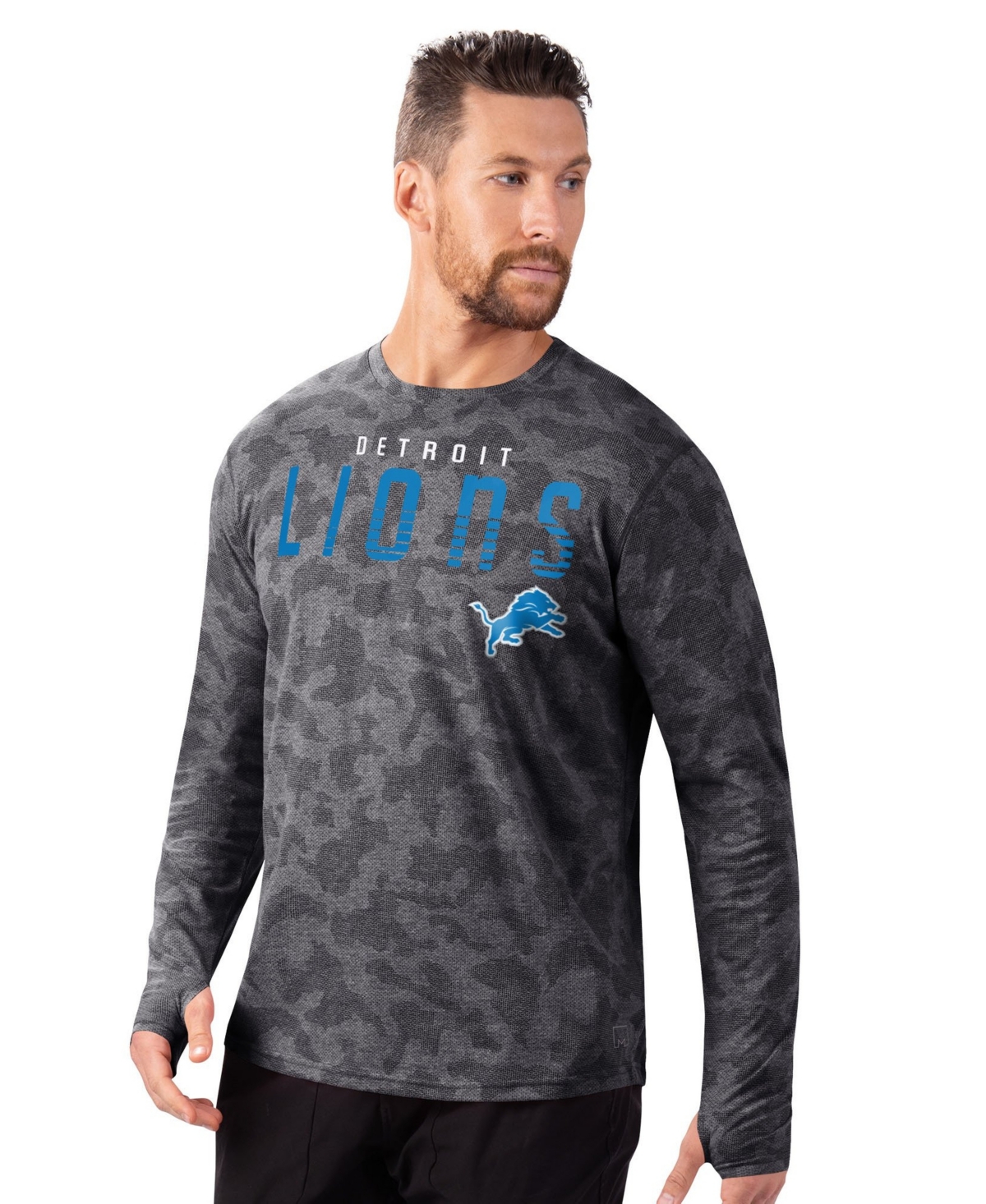 Msx by Michael Strahan Men's Detroit Lions Performance Camo Long-Sleeve T-Shirt - Gray