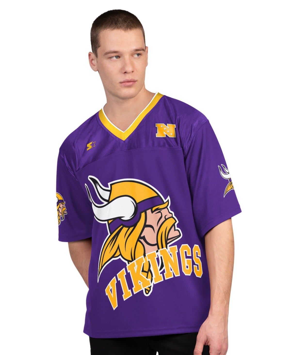 Starter Men's Purple/White Minnesota Vikings Short Sleeve Long T-Shirt, 2-Piece Set