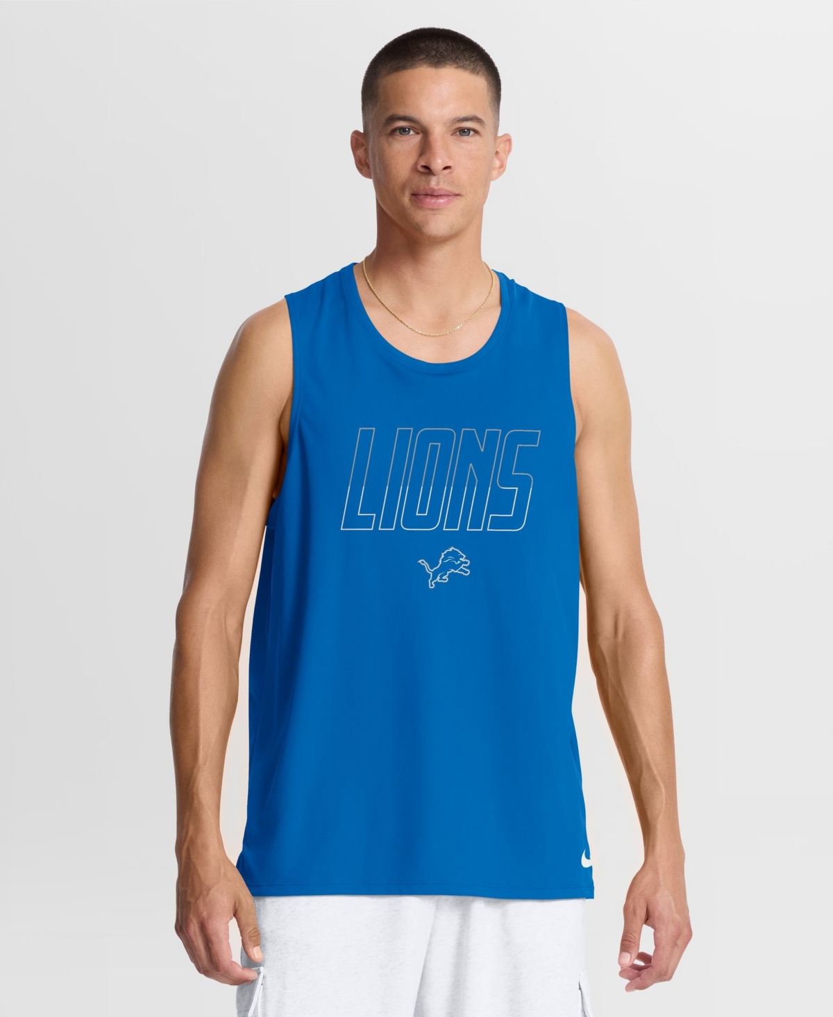 Nike Men's Detroit Lions Kickoff Miler Sleeveless Crewneck Tank Top