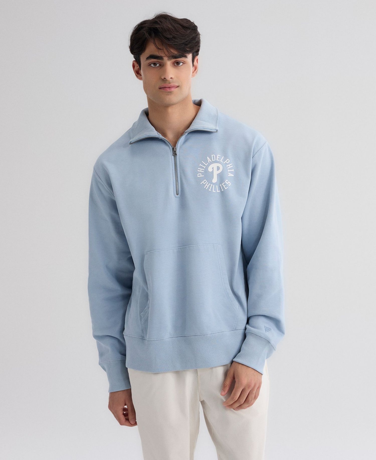 Men's Philadelphia Phillies Iconic Sideline Terry Relaxed-Fit Quarter-Zip Sweatshirt