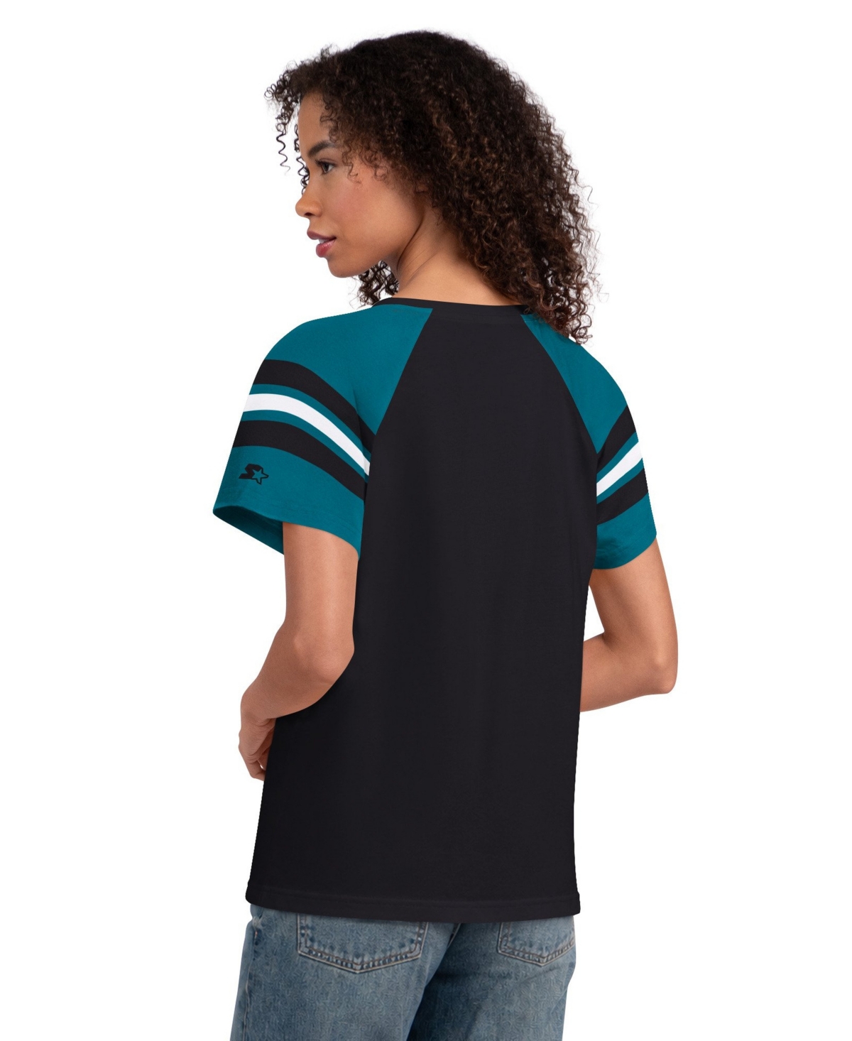 Starter Women's Jacksonville Jaguars Game On Notch Neck Raglan Cotton-Blend T-Shirt