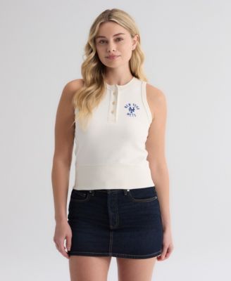 Women's New York Mets Iconic Ribbed-Knit Cropped Crew Neck Tank Top