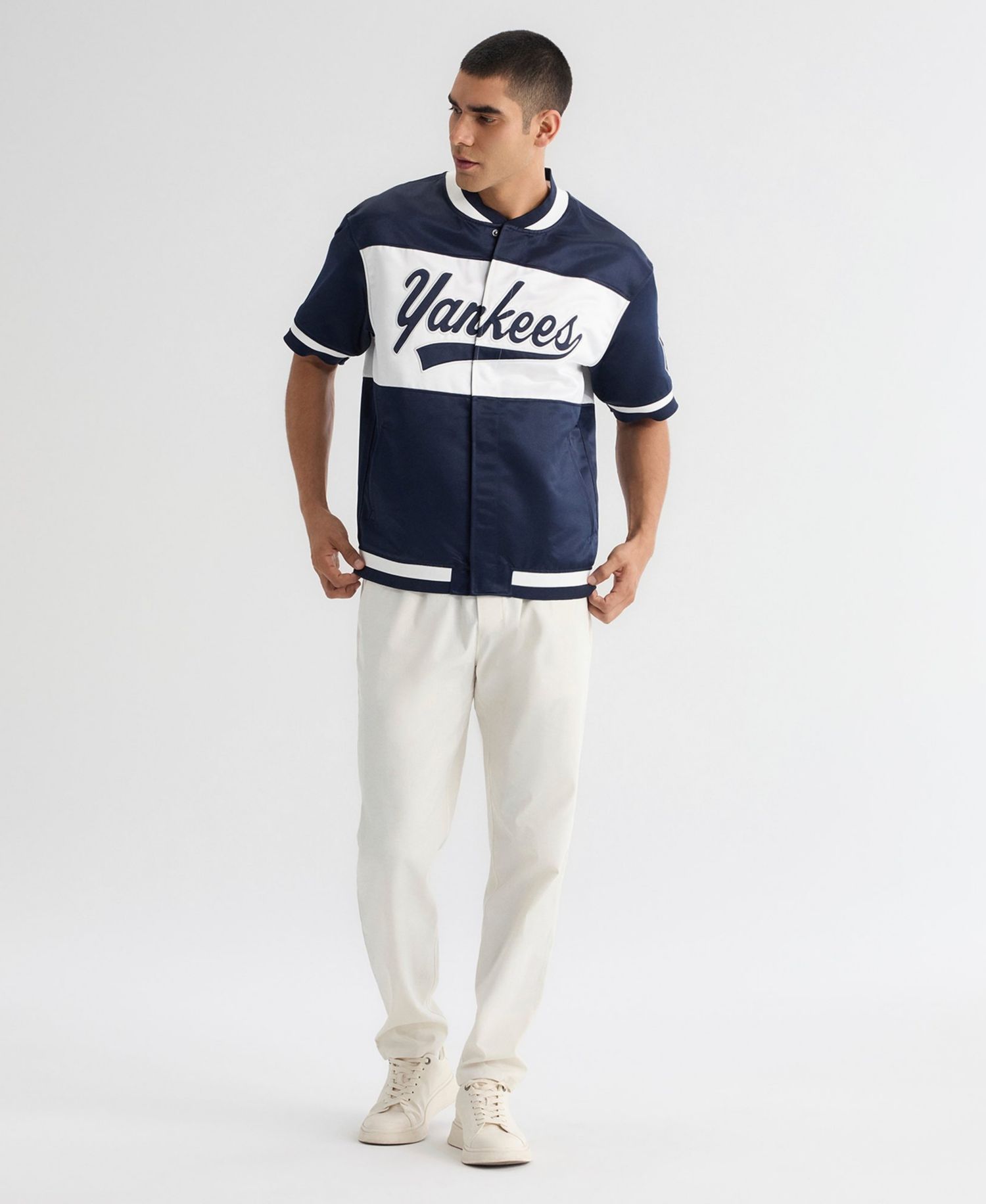 Men's New York Yankees Iconic Short-Sleeve Satin Jacket