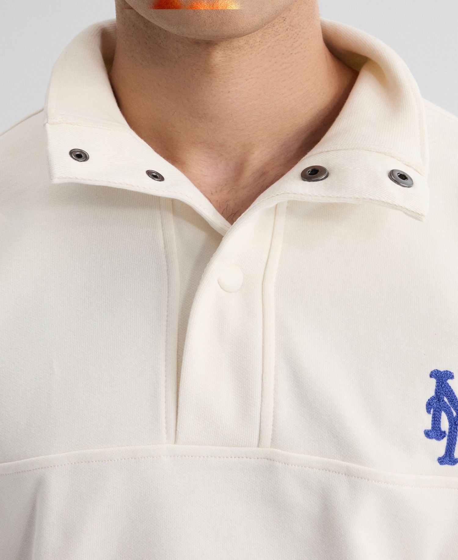 Men's New York Mets Iconic Mock-Neck Relaxed-Fit Short-Sleeve Pullover