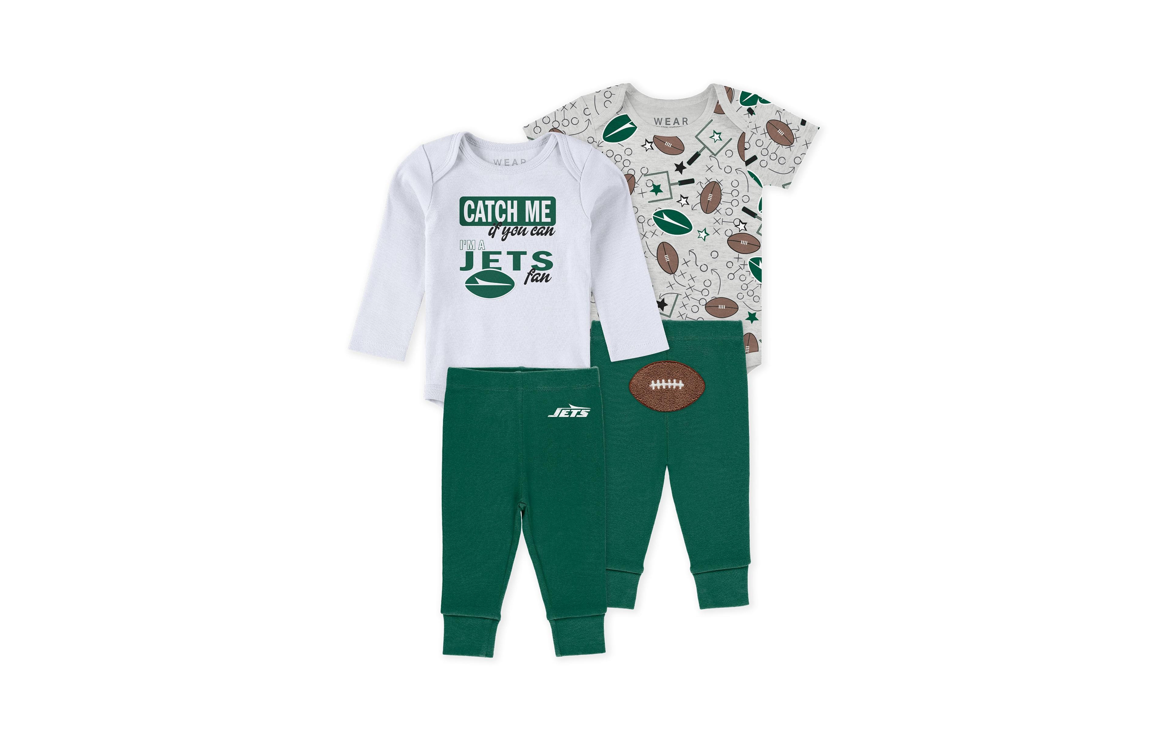 Wear by Erin Andrews Baby Boys and Girls 3-Piece New York Jets Turn Me Around Bodysuits and Pants Set