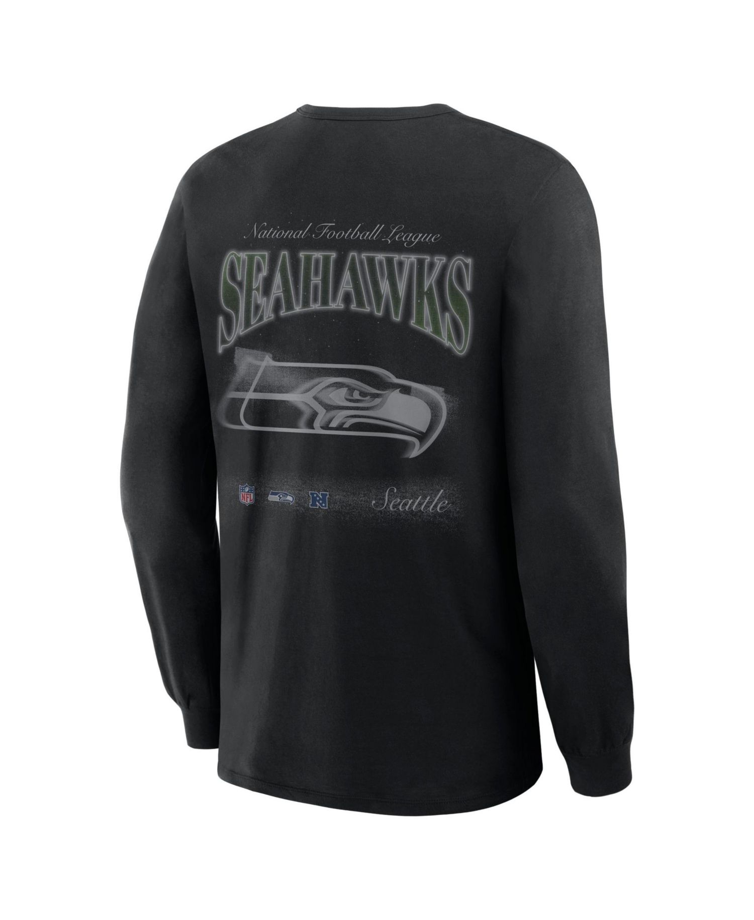 Men's Seattle Seahawks Midnight Falls Long-Sleeve Crewneck T-Shirt