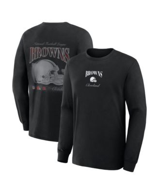 Men's Cleveland Browns Midnight Falls Classic Fit Rib-Knit Cuffs Crewneck Long Sleeve T-Shirt