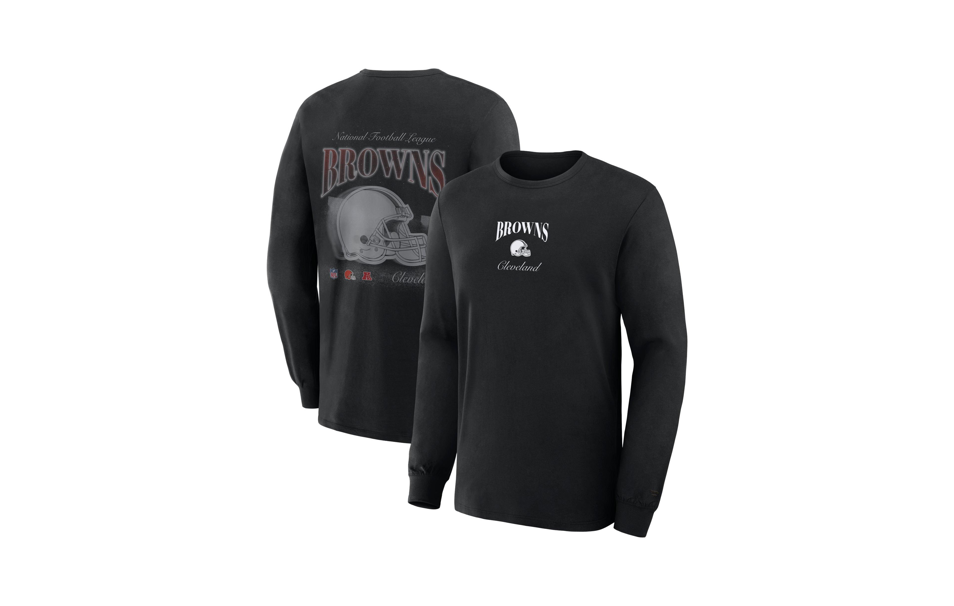 Fanatics Men's Cleveland Browns Midnight Falls Long-Sleeve Crewneck Classic-Fit T-Shirt