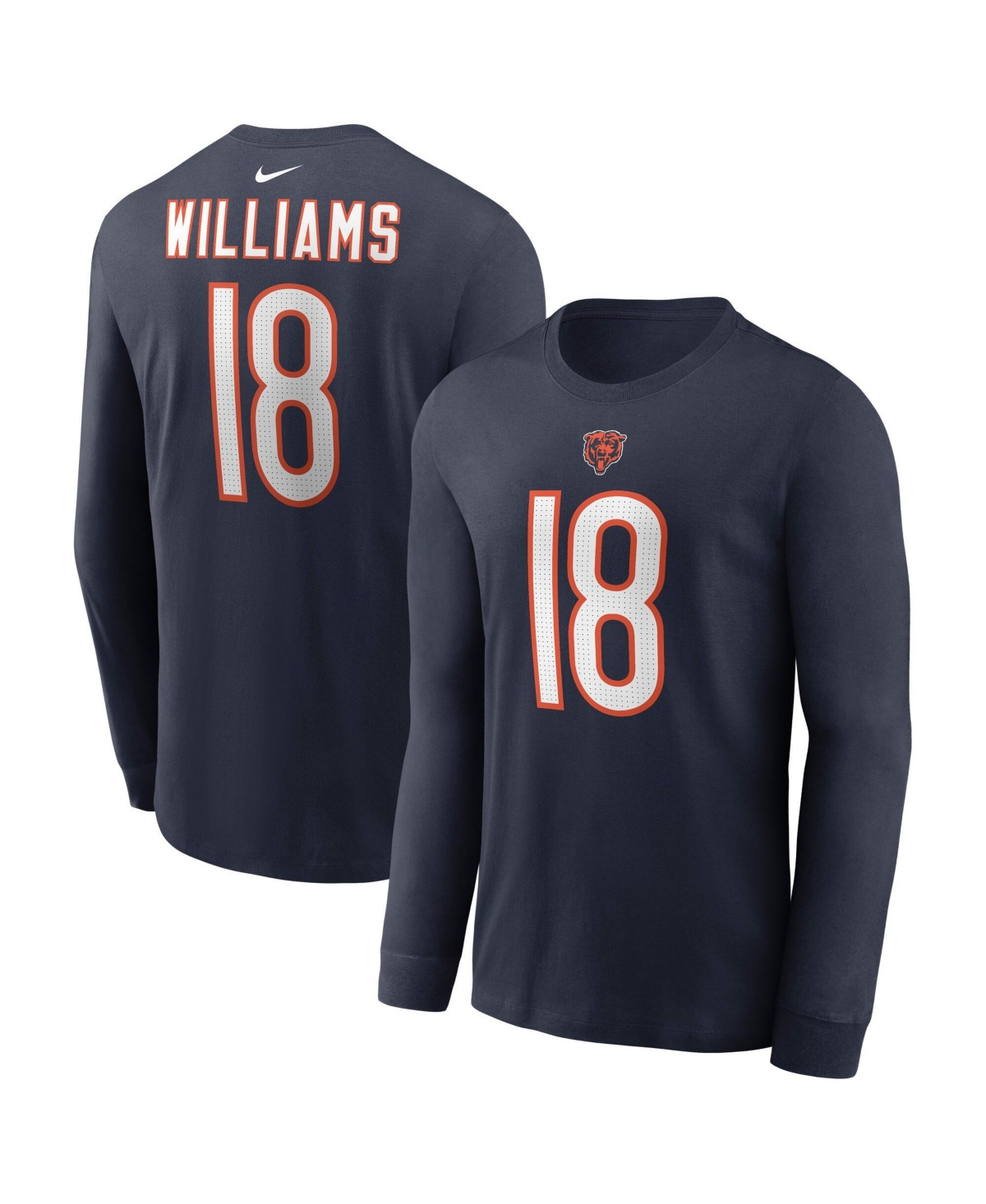 Men's Nike Caleb Williams Navy Chicago Bears Name & Number Long Sleeve T-Shirt