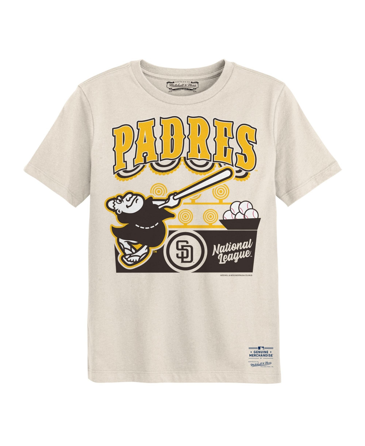 Mitchell & Ness Boys' and Girls' 2T-5T San Diego Padres Step Back Up Crewneck T-Shirt - Cream