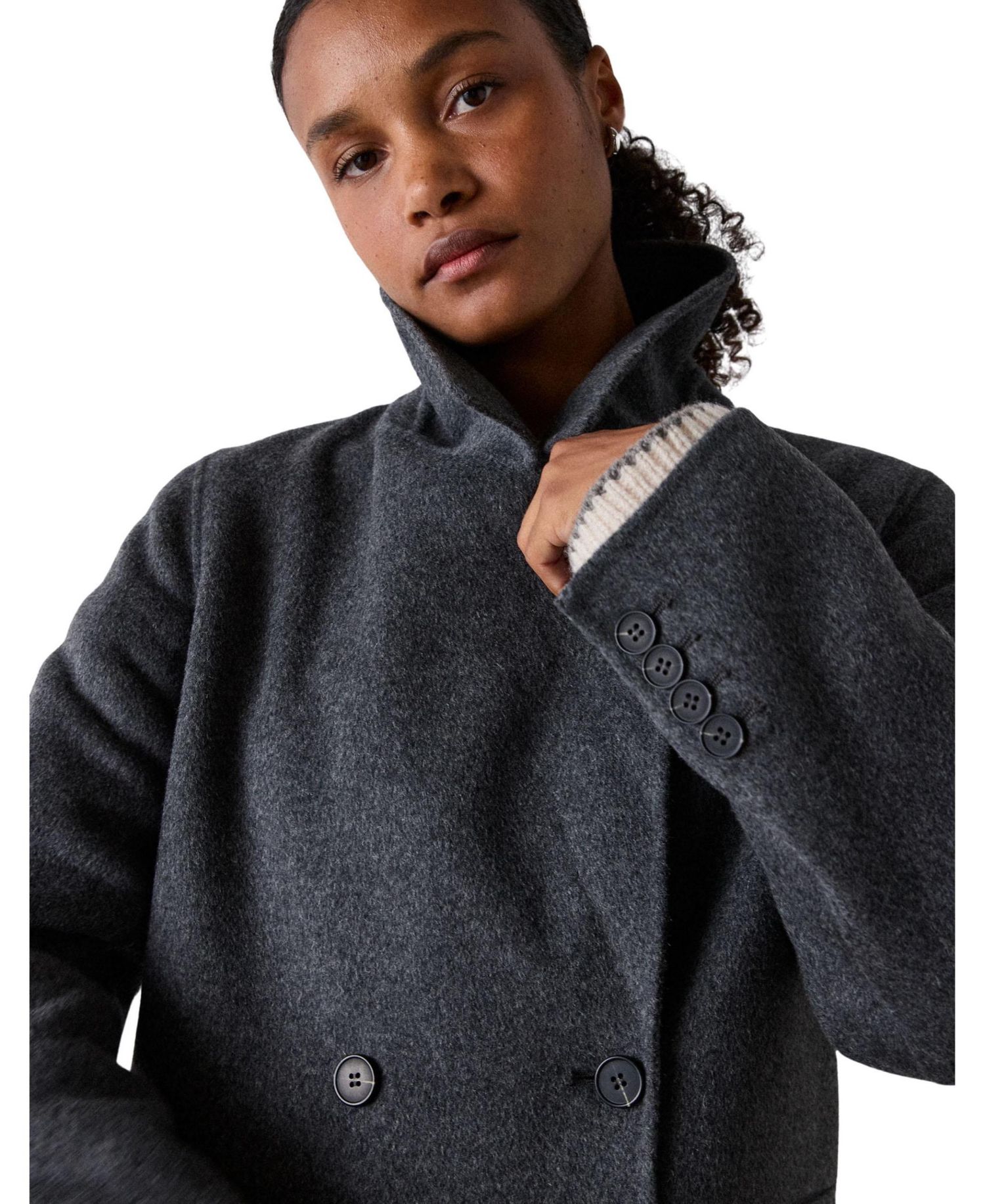 Women's Double-Breasted Relaxed Wool-Blend Coat