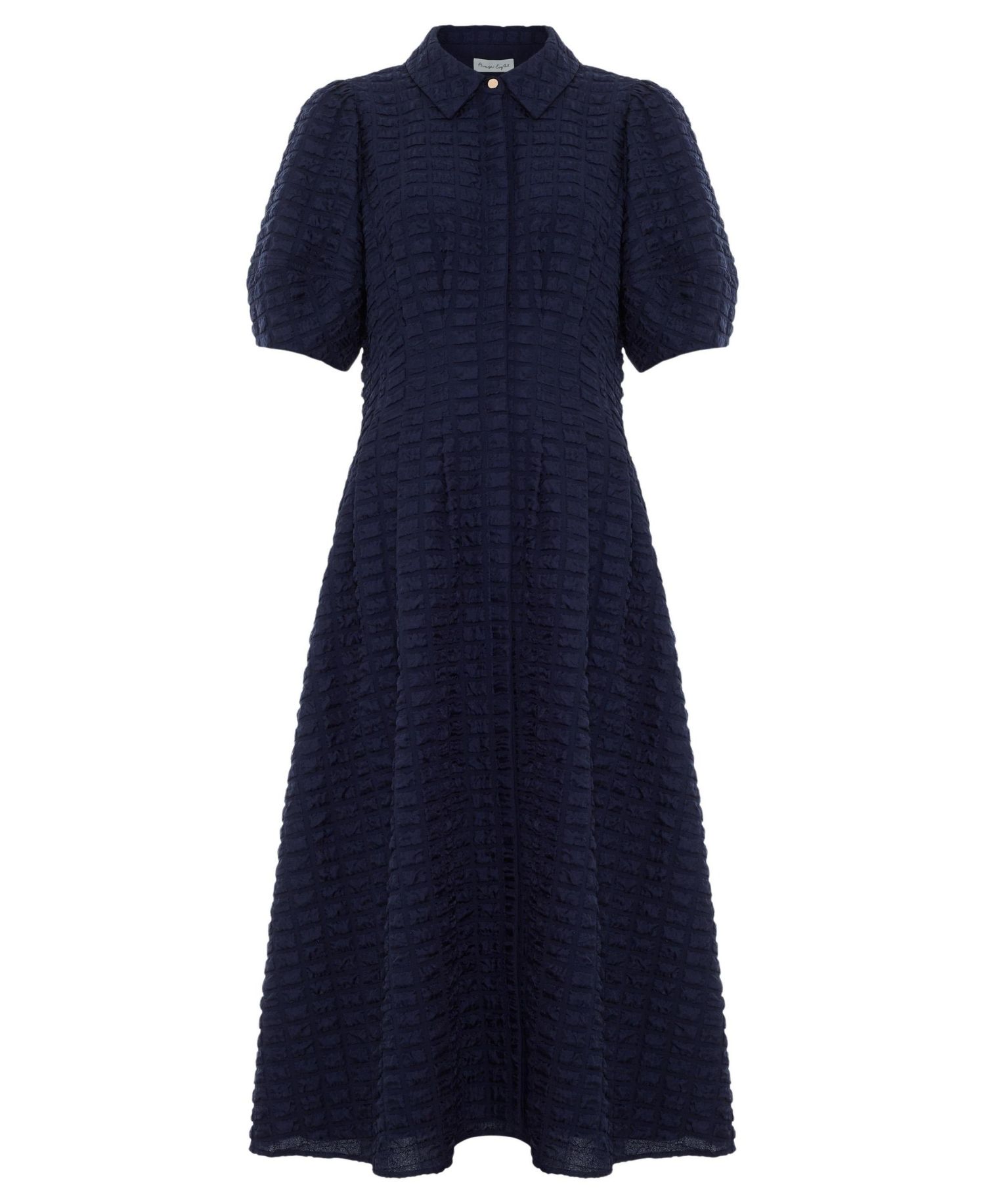 Women's Yasmine Textured Short-Sleeve Collared Midi Dress
