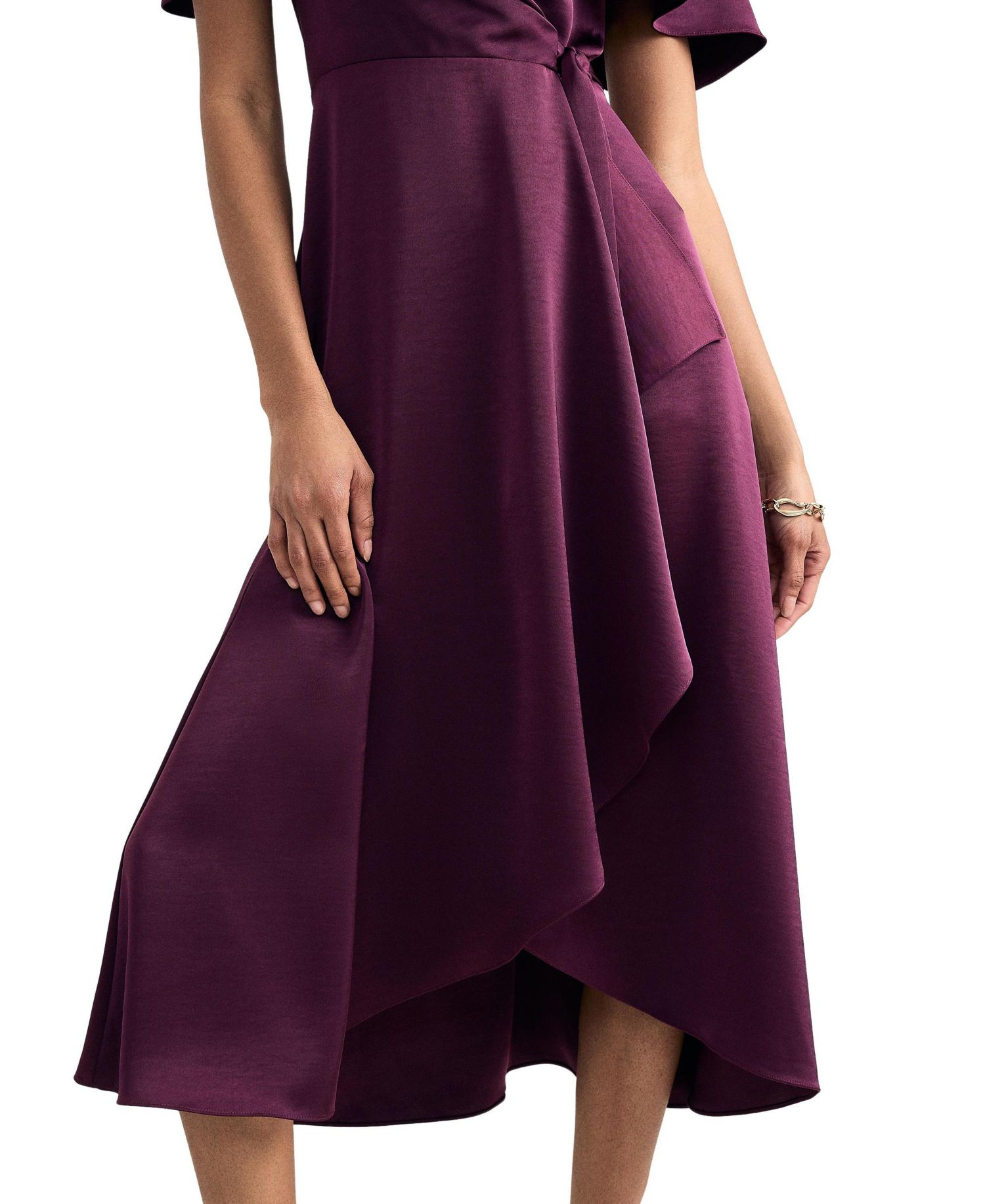 Women's Julissa Wrap Flutter-Sleeve Midi Dress