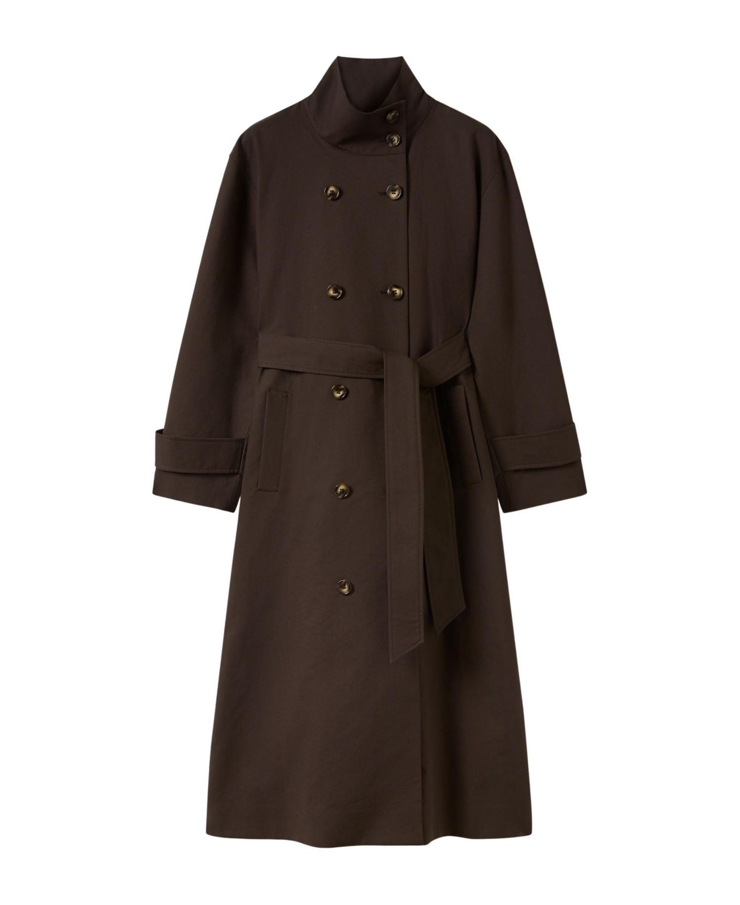 Women's Double-Breasted Funnel-Neck Trench Coat