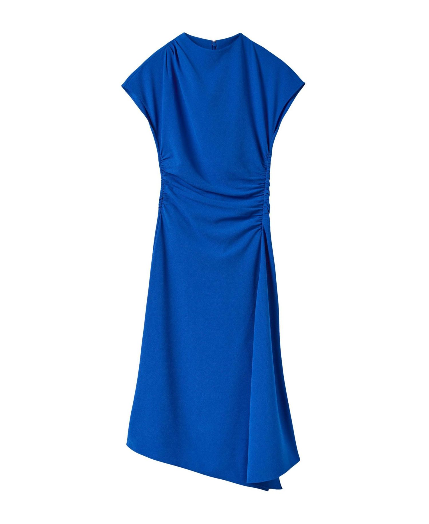 Women's Ruched Asymmetric Short-Sleeve Midi Dress