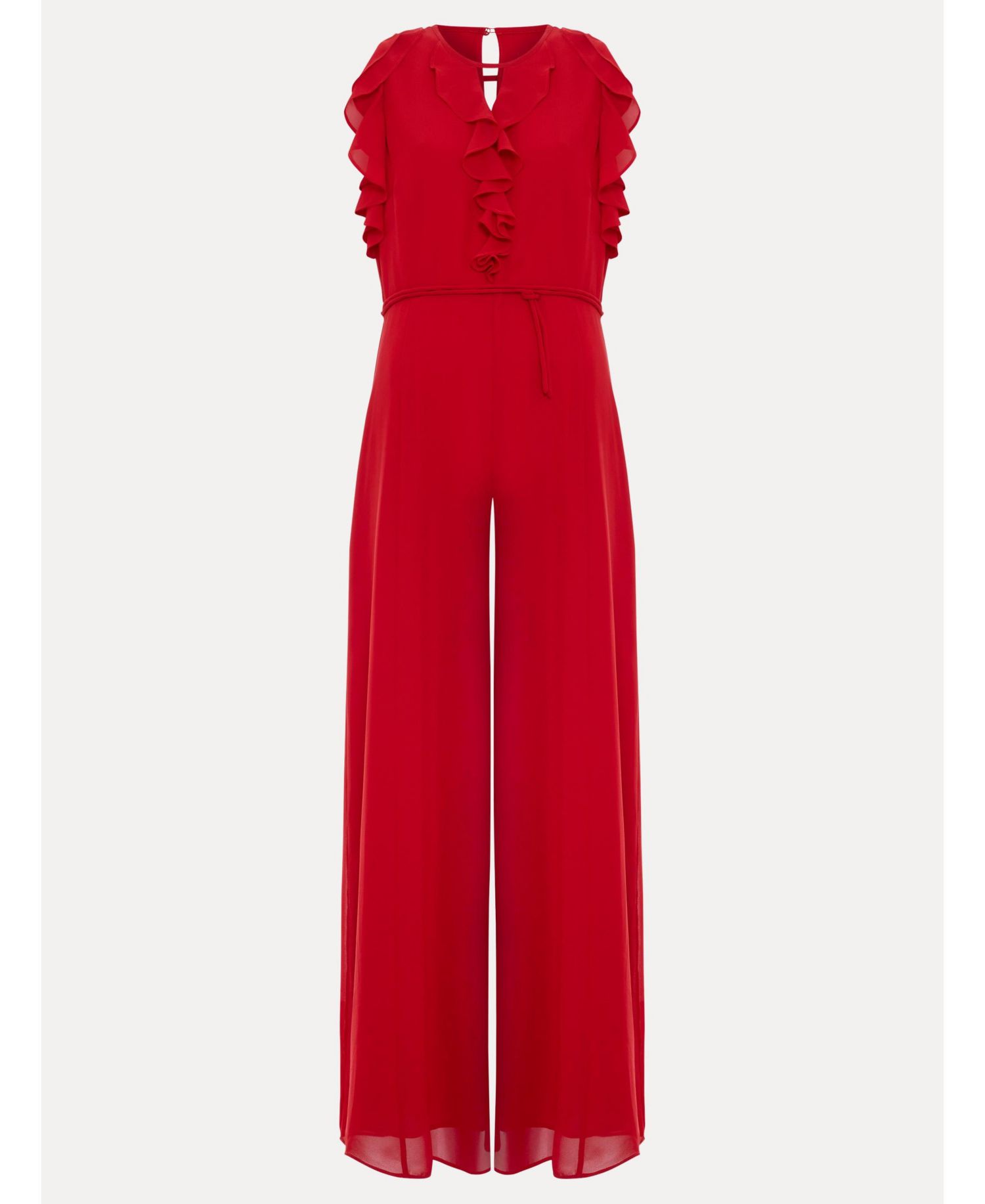 Women's Front Wide Leg Jumpsuit Cinched Waist