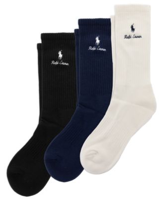 Men's Double Logo Ribbed Crew Socks, 3-Pack